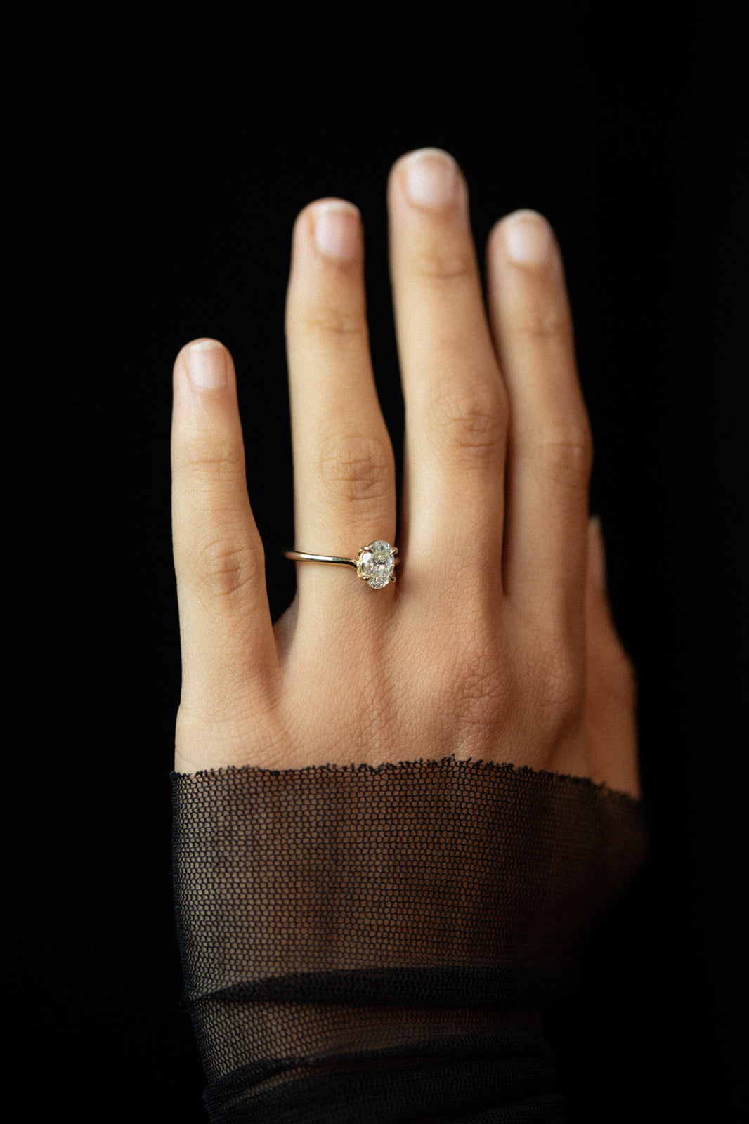 Temple of the Sun Adama Oval Ring Solitaire Diamond Solid Gold