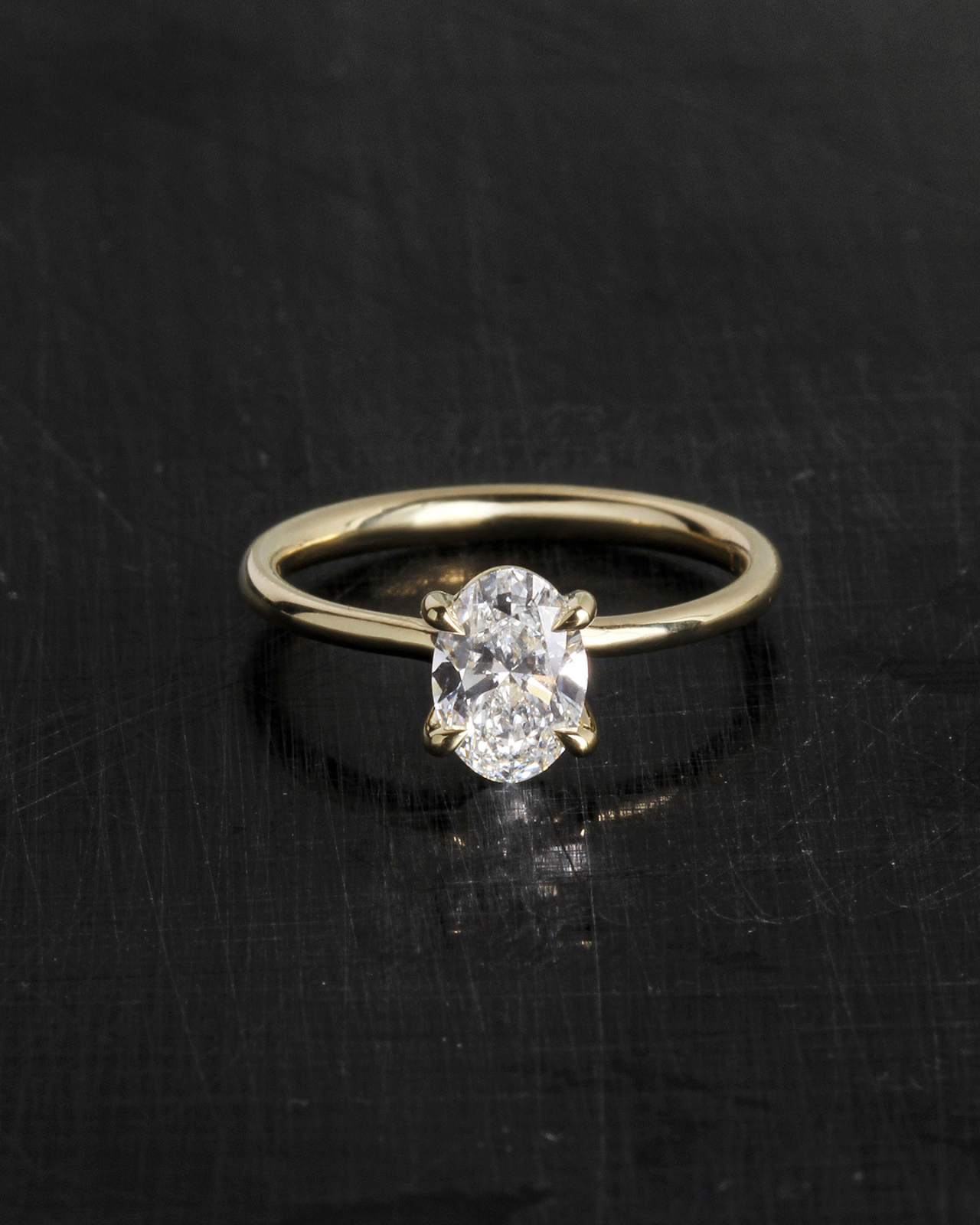 Temple of the Sun Adama Oval Ring Solitaire Diamond Solid Gold
