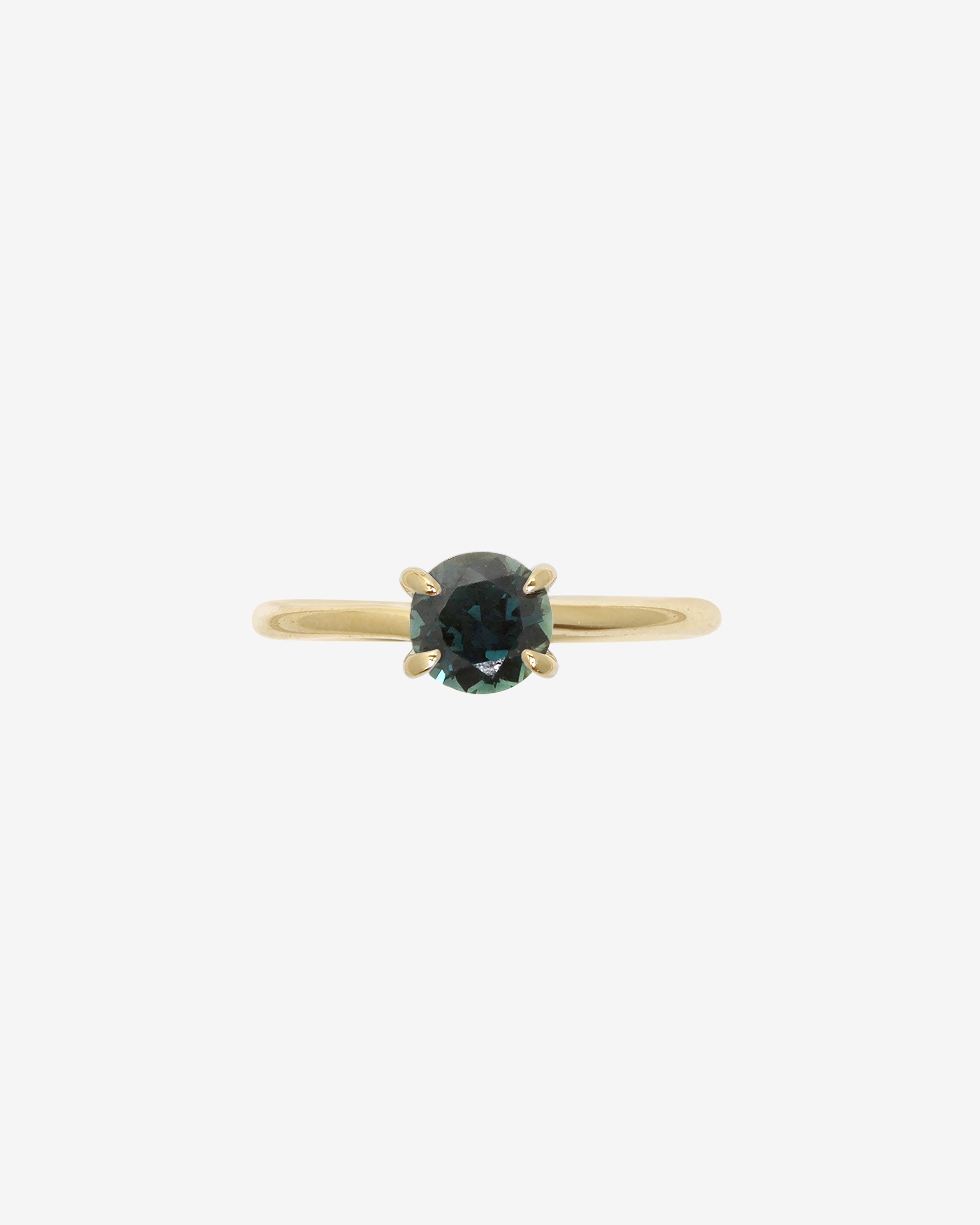Temple of the Sun Adama Round Ring Solitaire Teal Sapphire Solid Gold