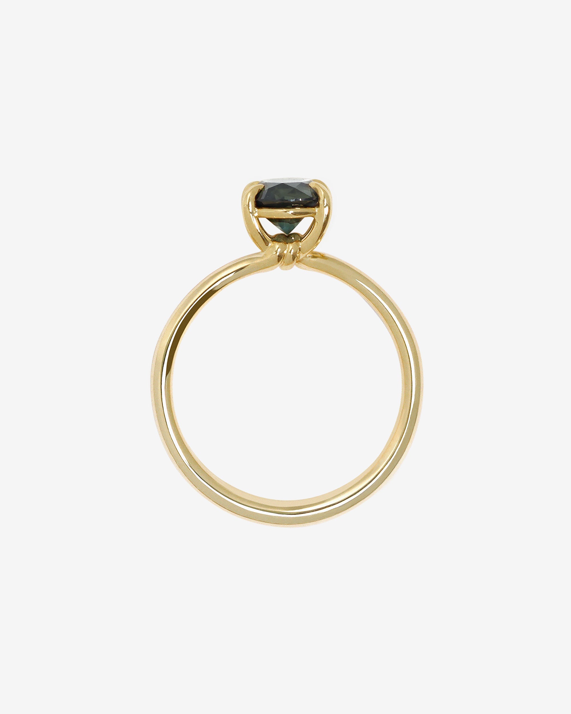 Temple of the Sun Adama Round Ring Solitaire Teal Sapphire Solid Gold