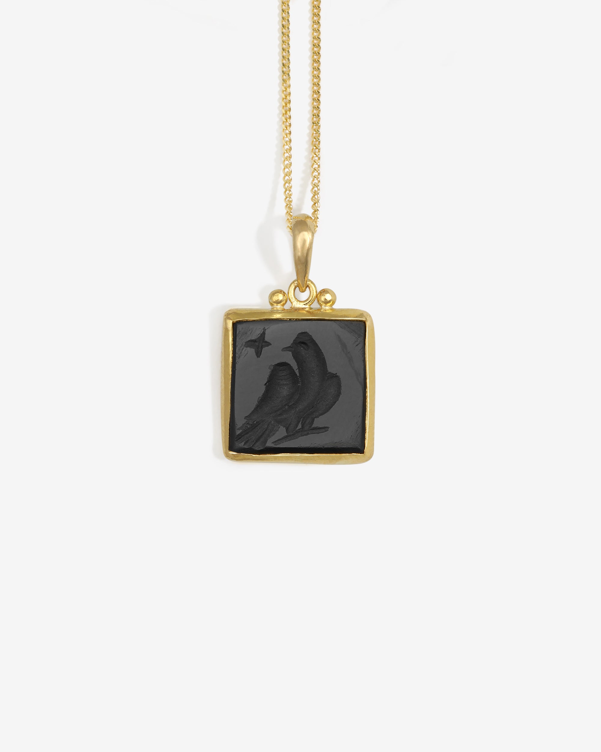 Temple of the Sun Anu Eagle Necklace Onyx Solid Gold