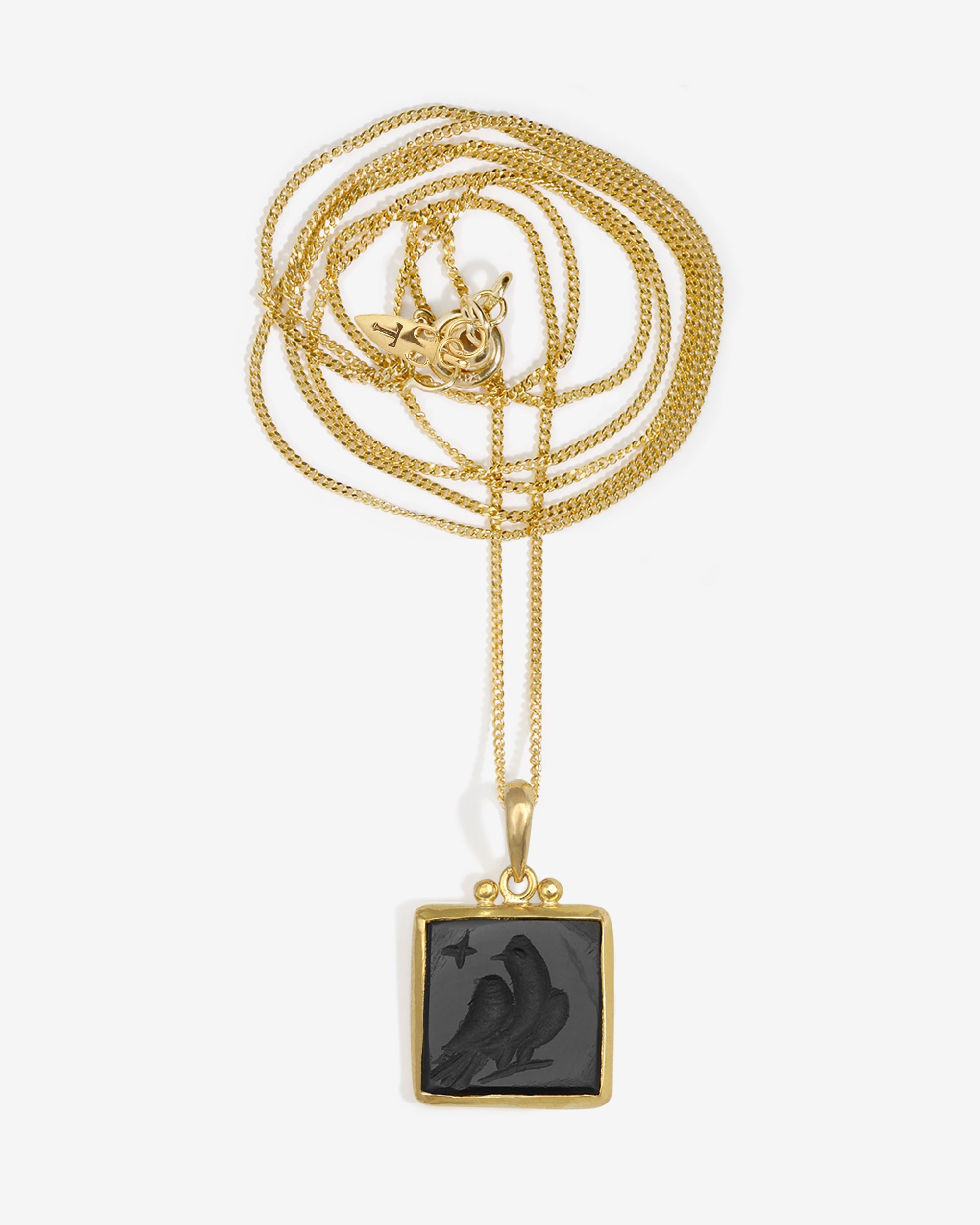Temple of the Sun Anu Eagle Necklace Onyx Solid Gold