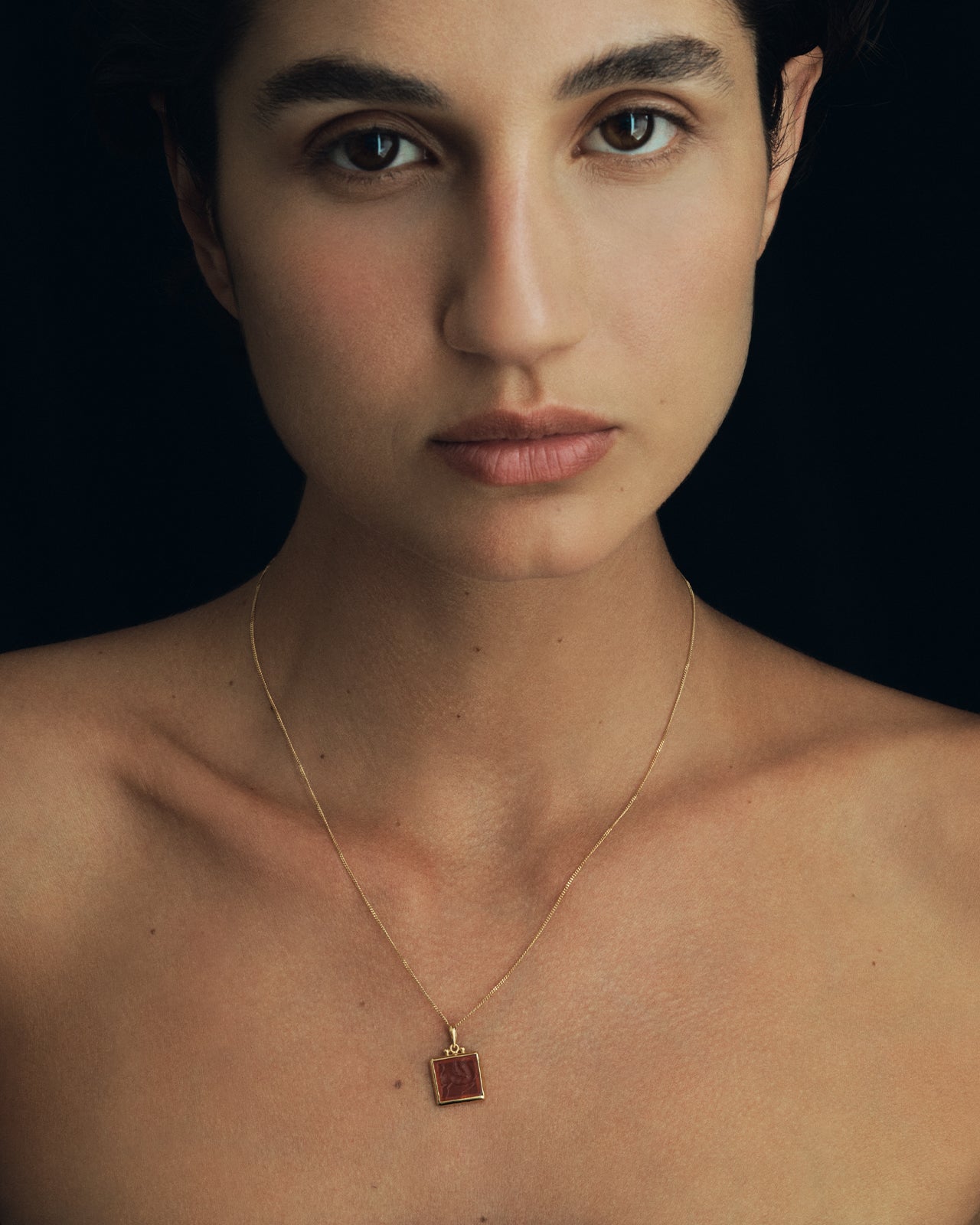 Temple of the Sun Anu Pegasus Necklace Red Agate Solid Gold