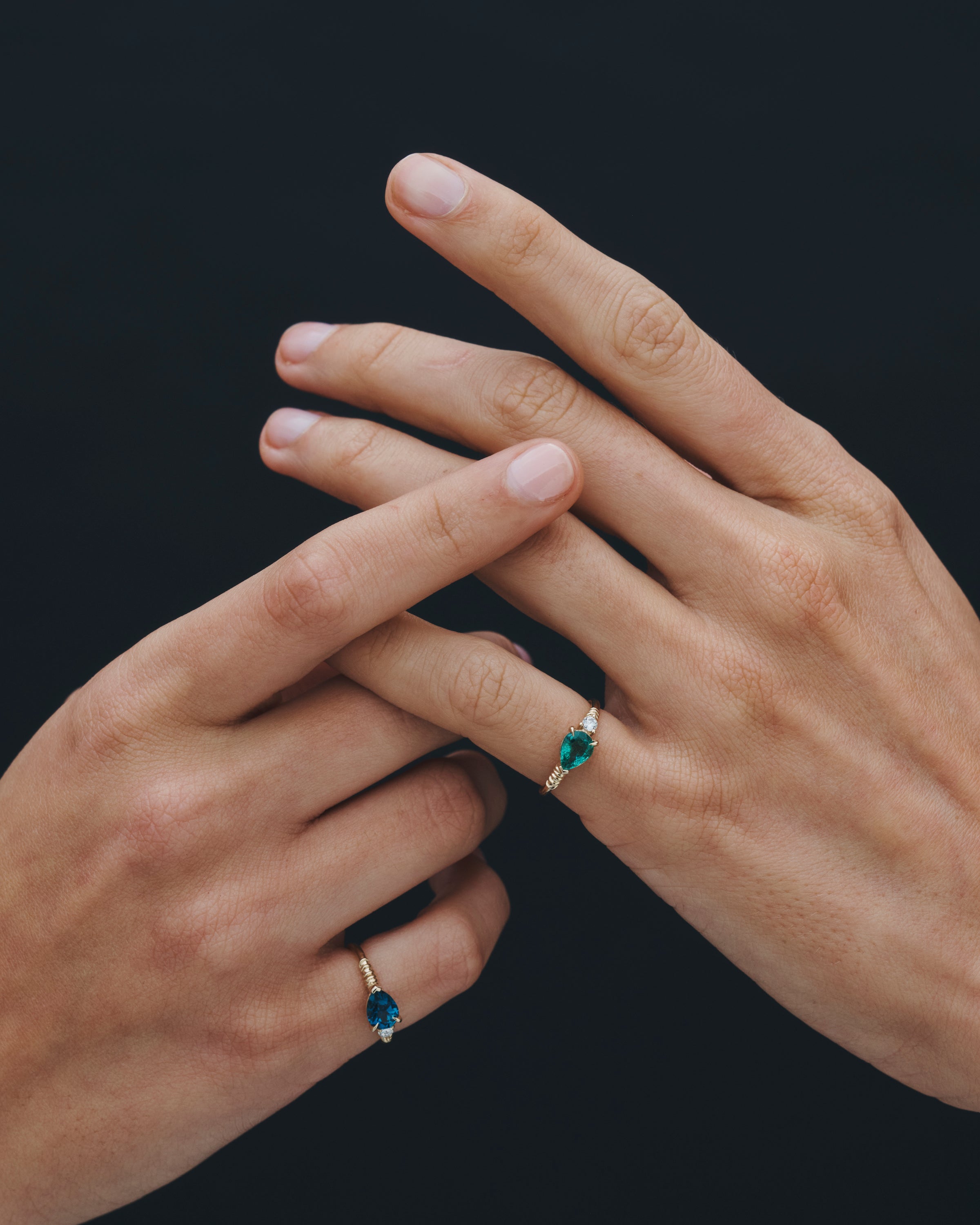 Temple of the Sun Ariel Ring Blue Topaz Diamond Solid Gold