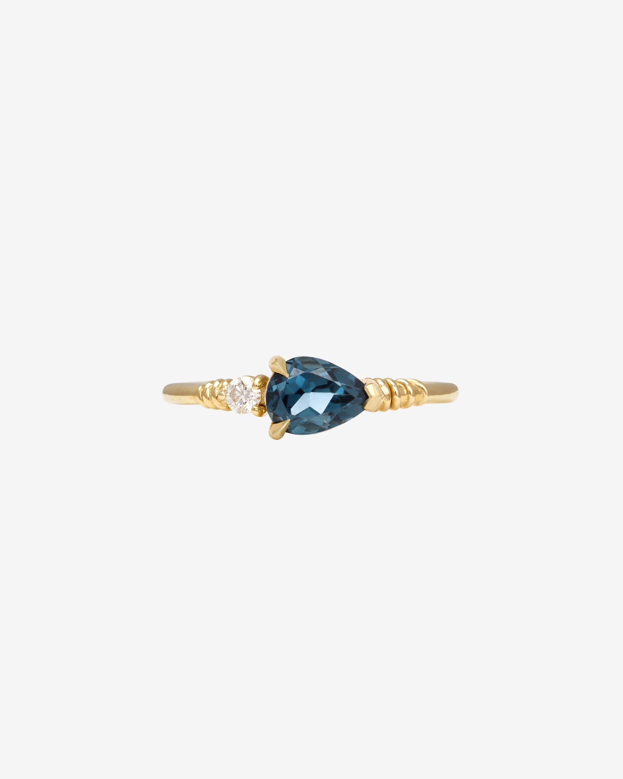 Temple of the Sun Ariel Ring Blue Topaz Diamond Solid Gold