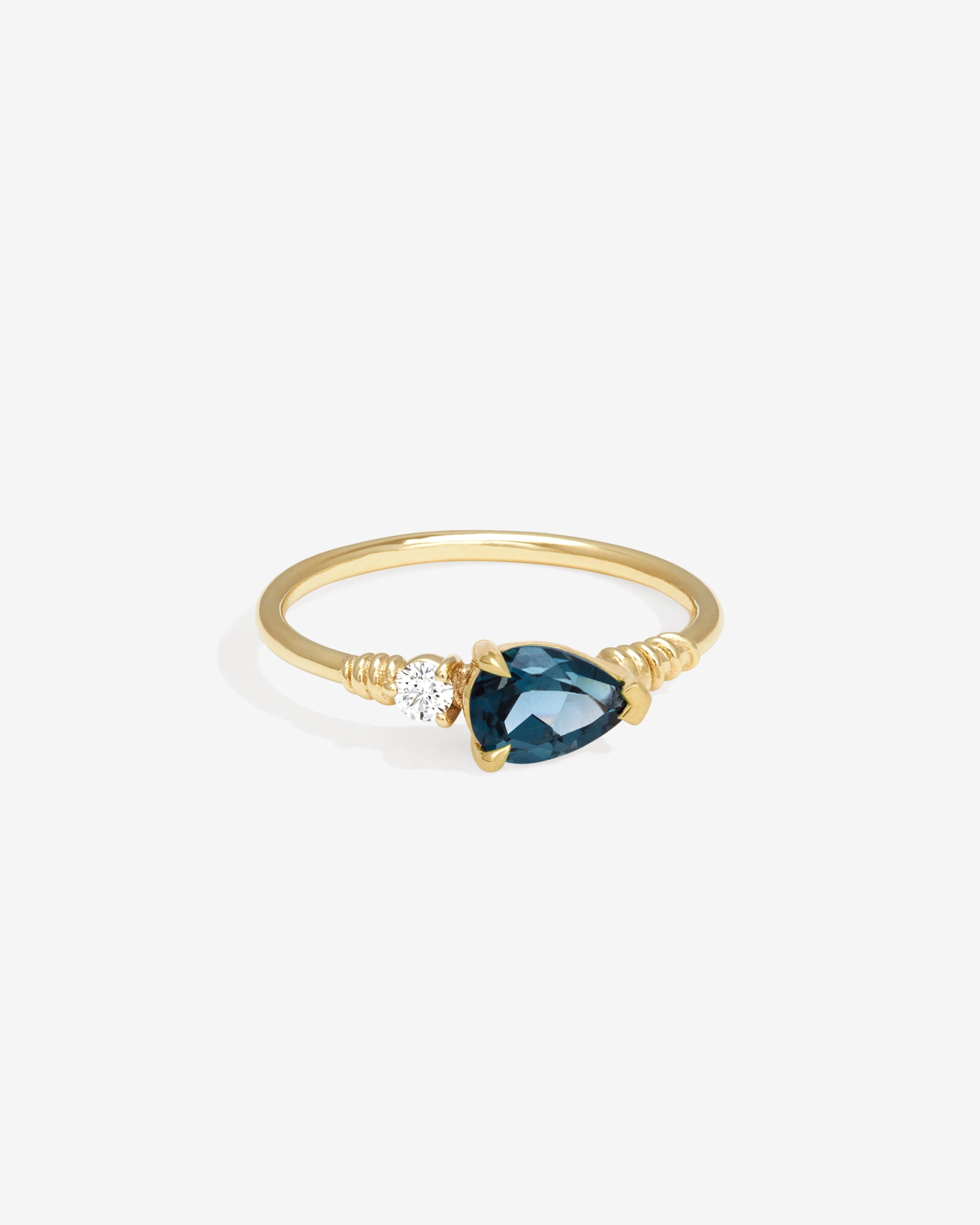 Temple of the Sun Ariel Ring Blue Topaz Diamond Solid Gold