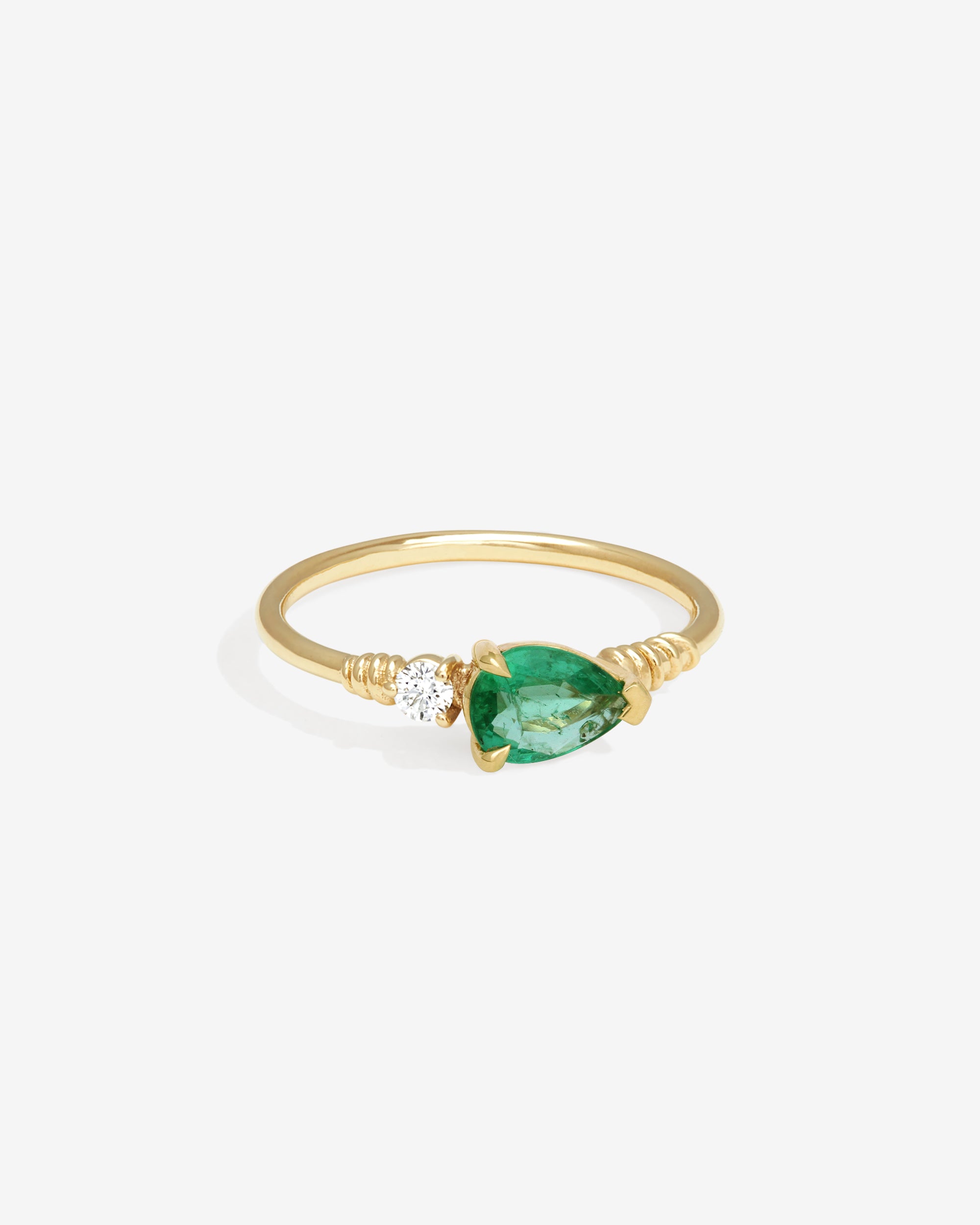 Temple of the Sun Ariel Ring Emerald Diamond Solid Gold