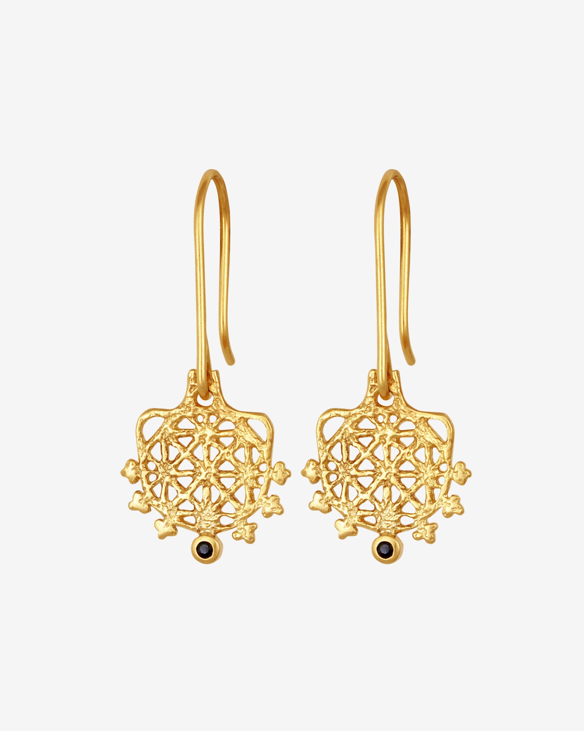 Temple of the Sun Arinna Earrings Sapphire Gold Vermeil