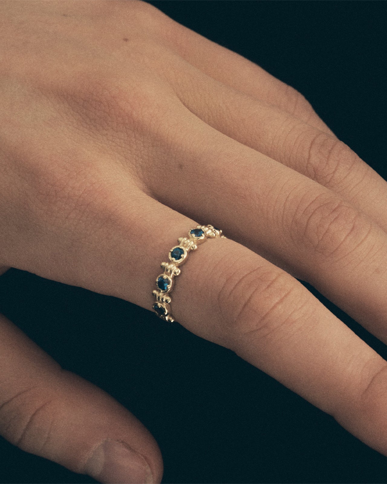 Temple of the Sun Asteria Eternity Ring Sapphire Solid Gold