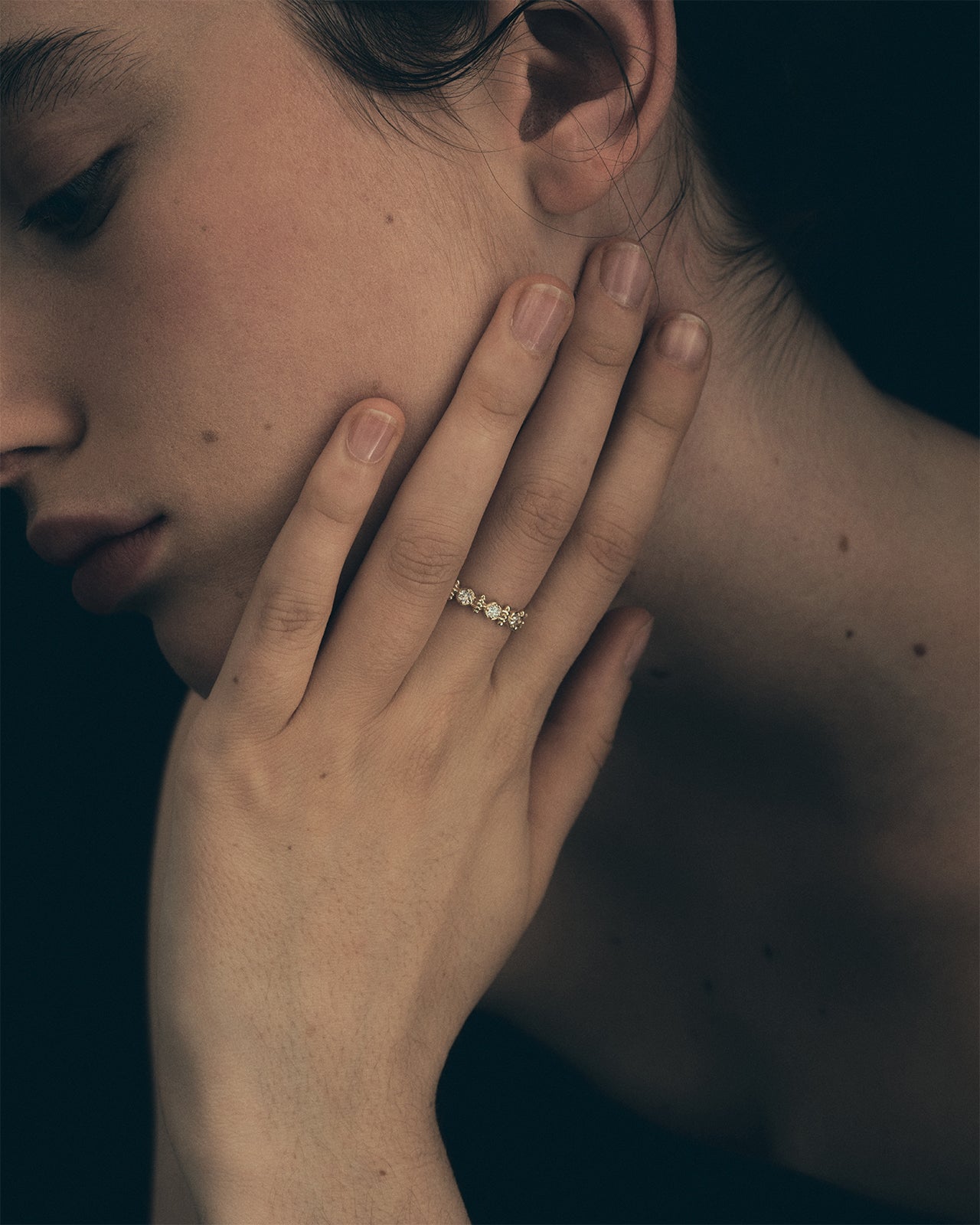 Temple of the Sun Asteria Half Eternity Ring Diamond Solid Gold