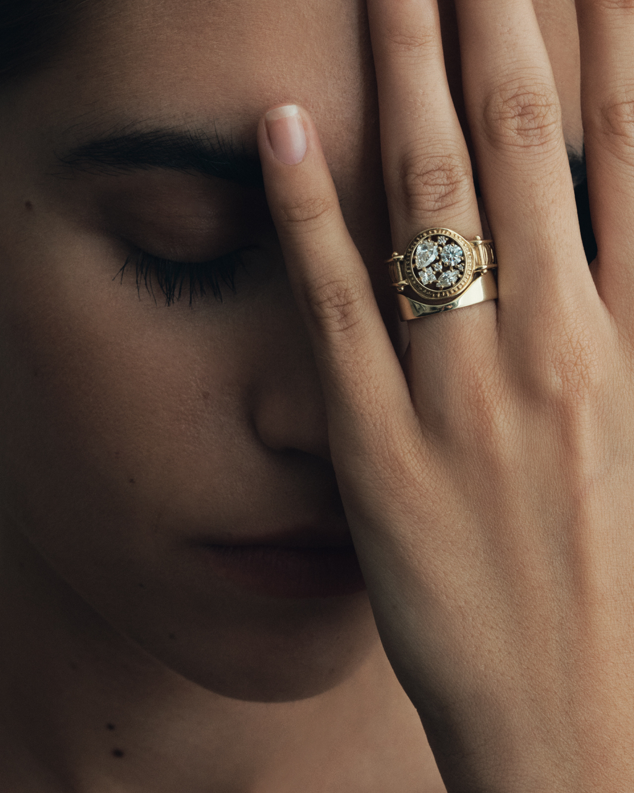 Temple of the Sun Asteria Ring Diamond Solid Gold