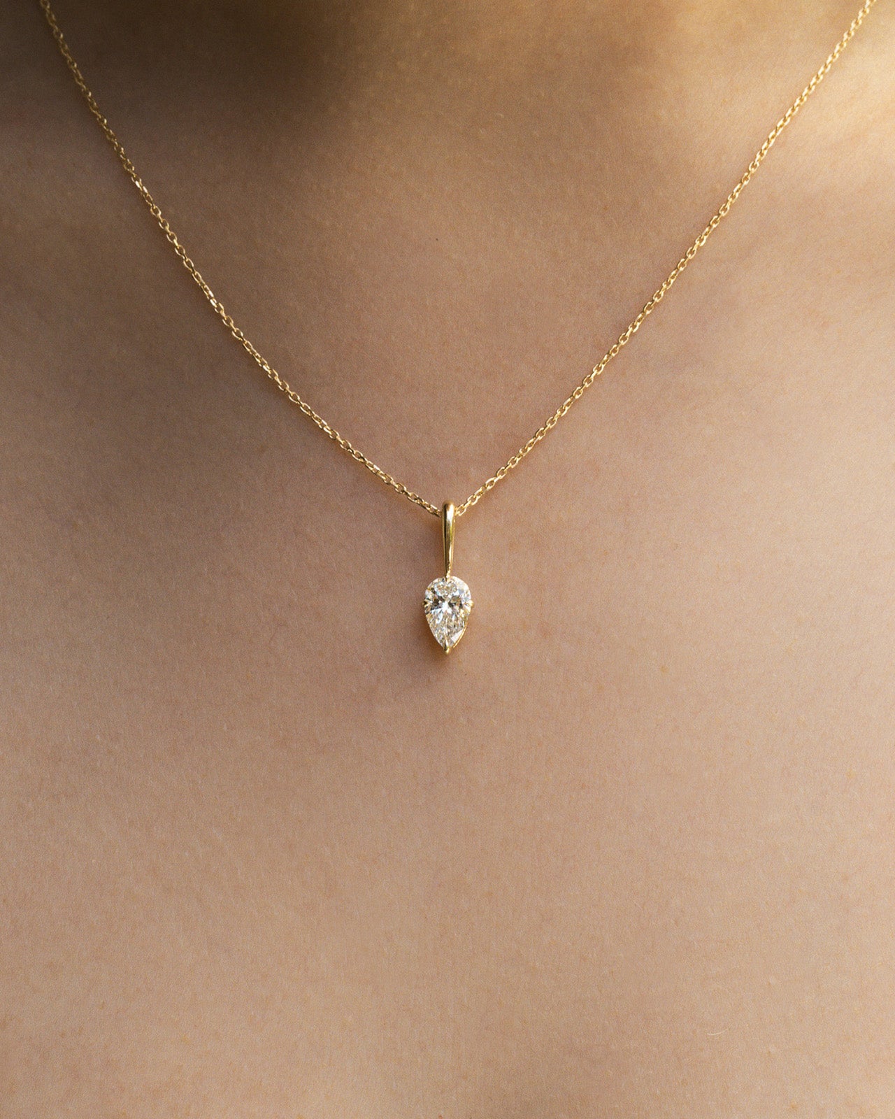 Temple of the Sun Astra Pear Pendant Diamond Solid Gold