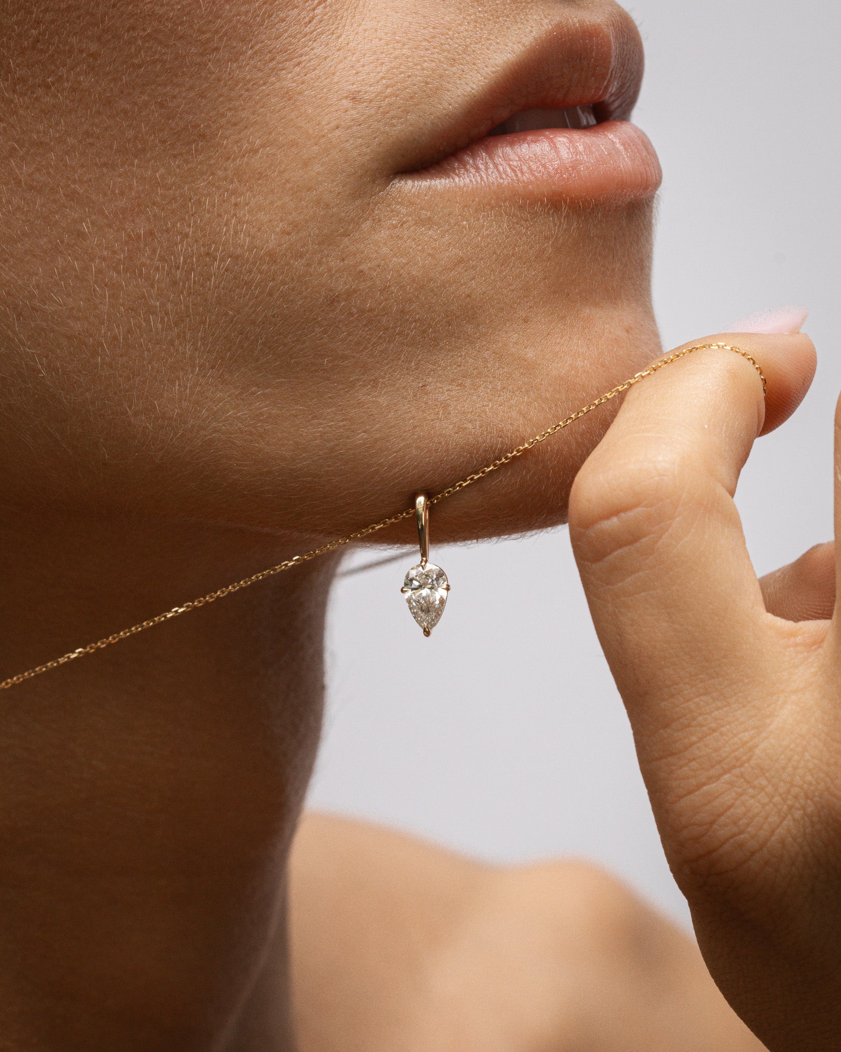 Temple of the Sun Astra Pear Pendant Diamond Solid Gold