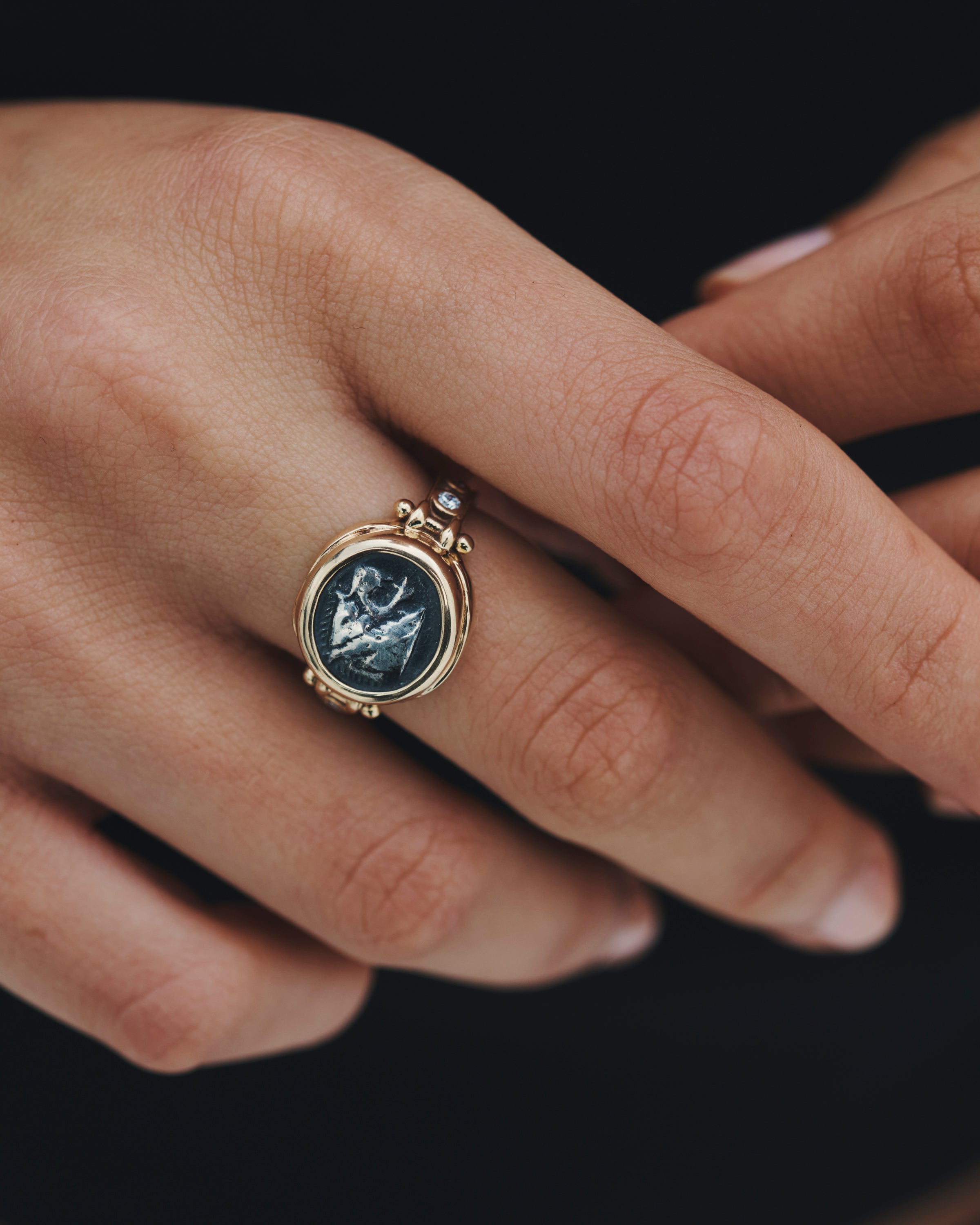 Temple of the Sun Atticus Intaglio Ring Wolf Solid Gold