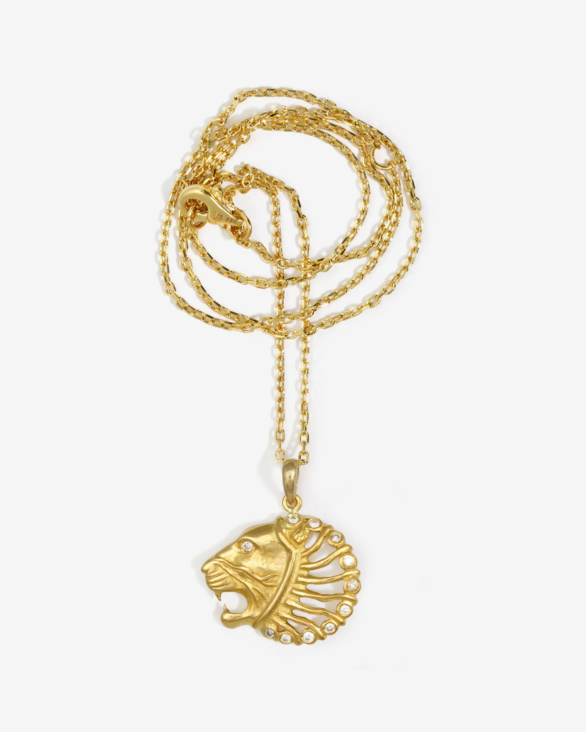 Temple of the Sun Babylon Necklace White Diamond Solid Gold