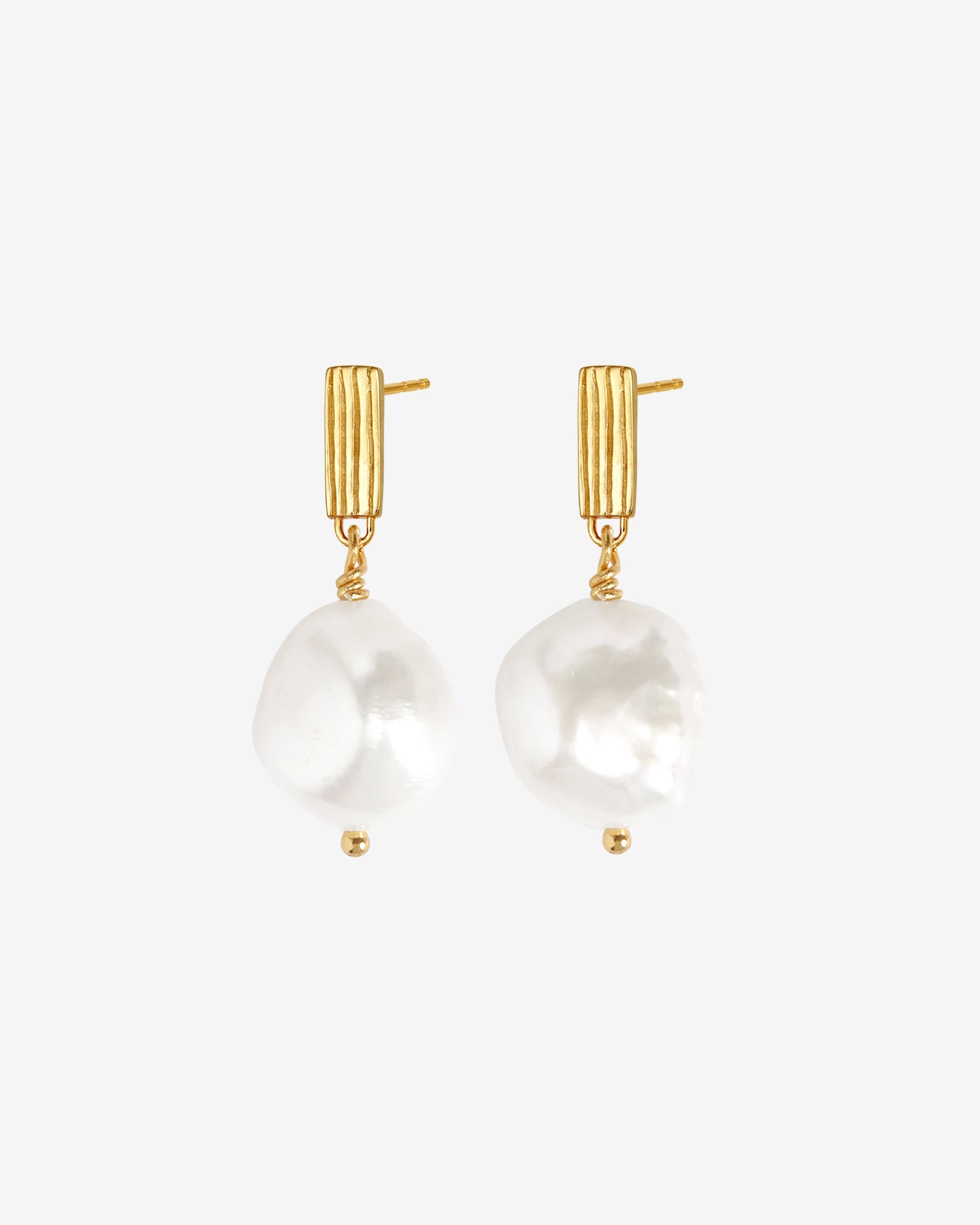 Temple of the Sun Baroque Earrings Pearl Gold Vermeil