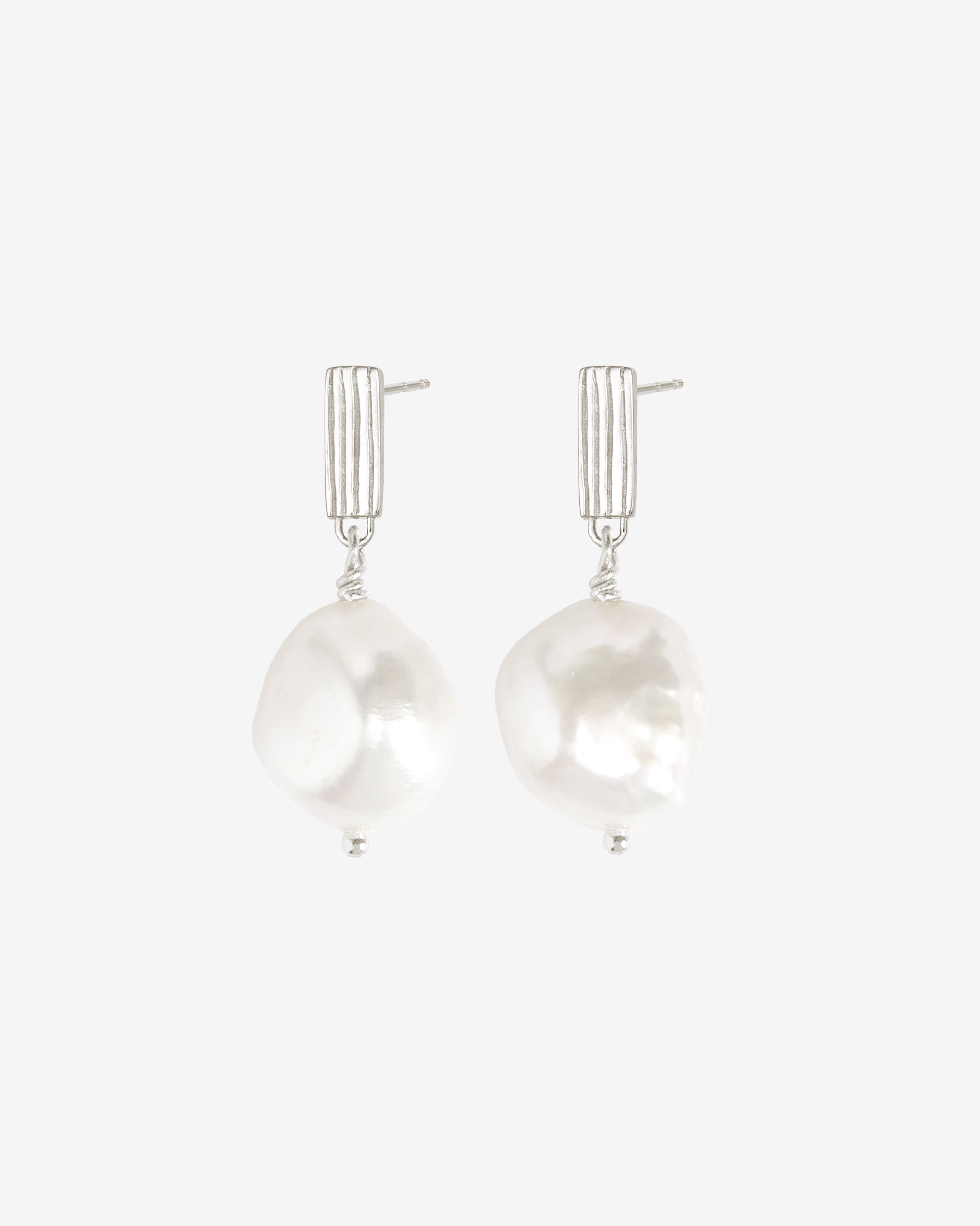 Temple of the Sun Baroque Earrings Pearl Silver