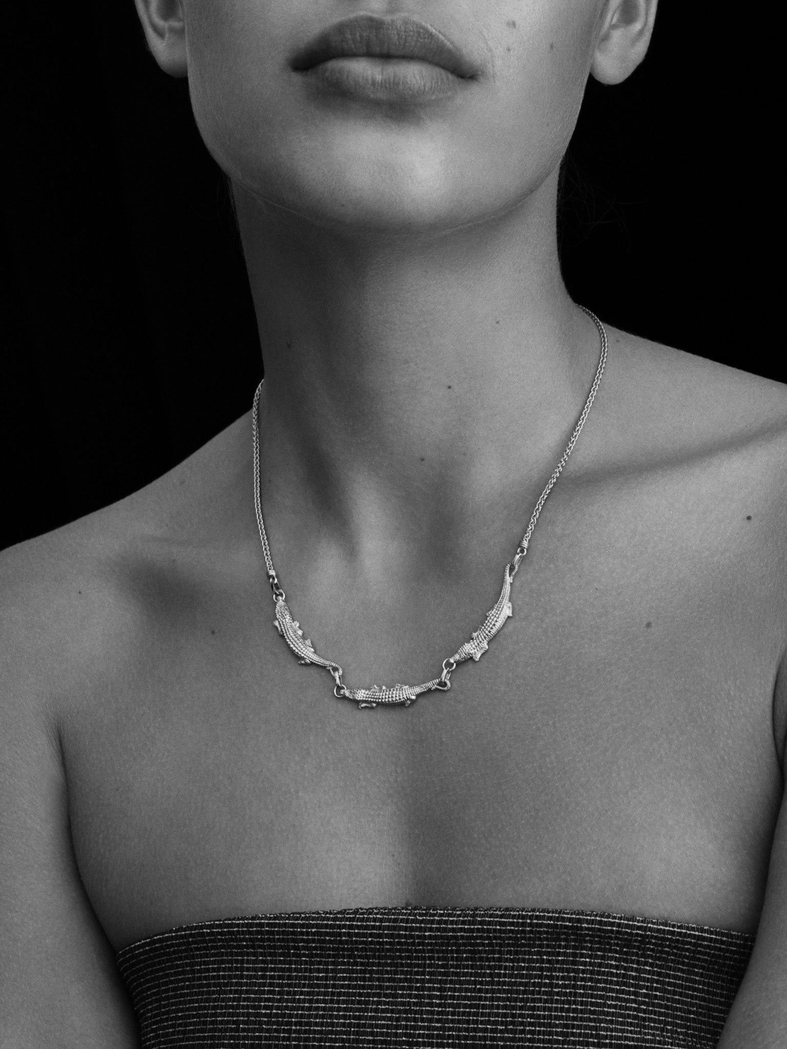 Temple of the Sun Bask Statement Necklace Silver