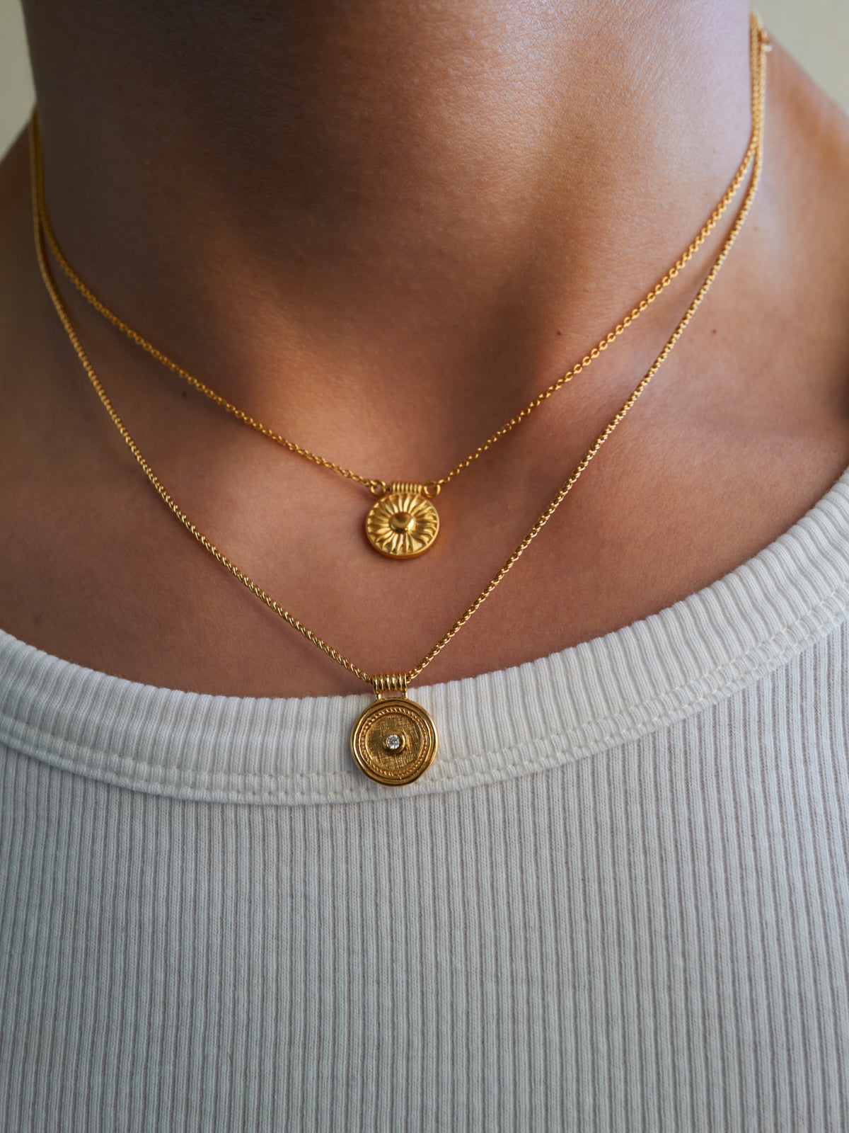 Temple of the Sun Capella Coin Necklace Gold Vermeil