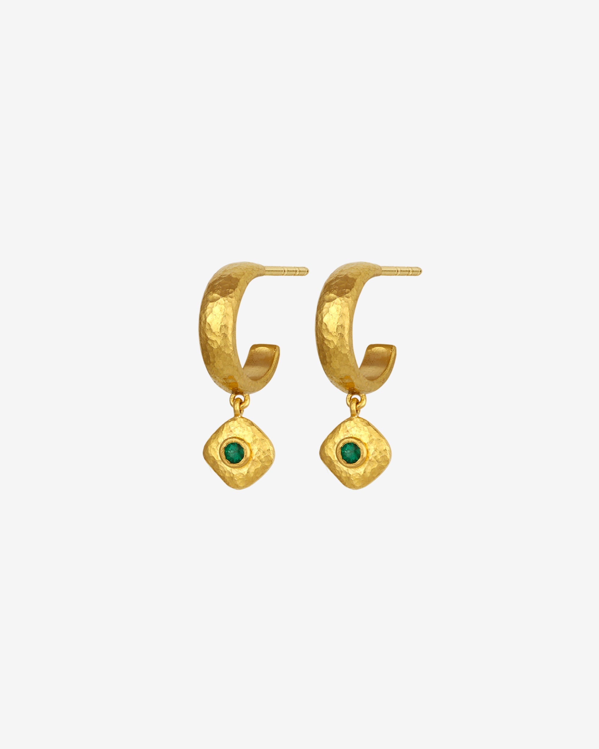 Temple of the Sun Capri Earrings Emerald Solid Gold