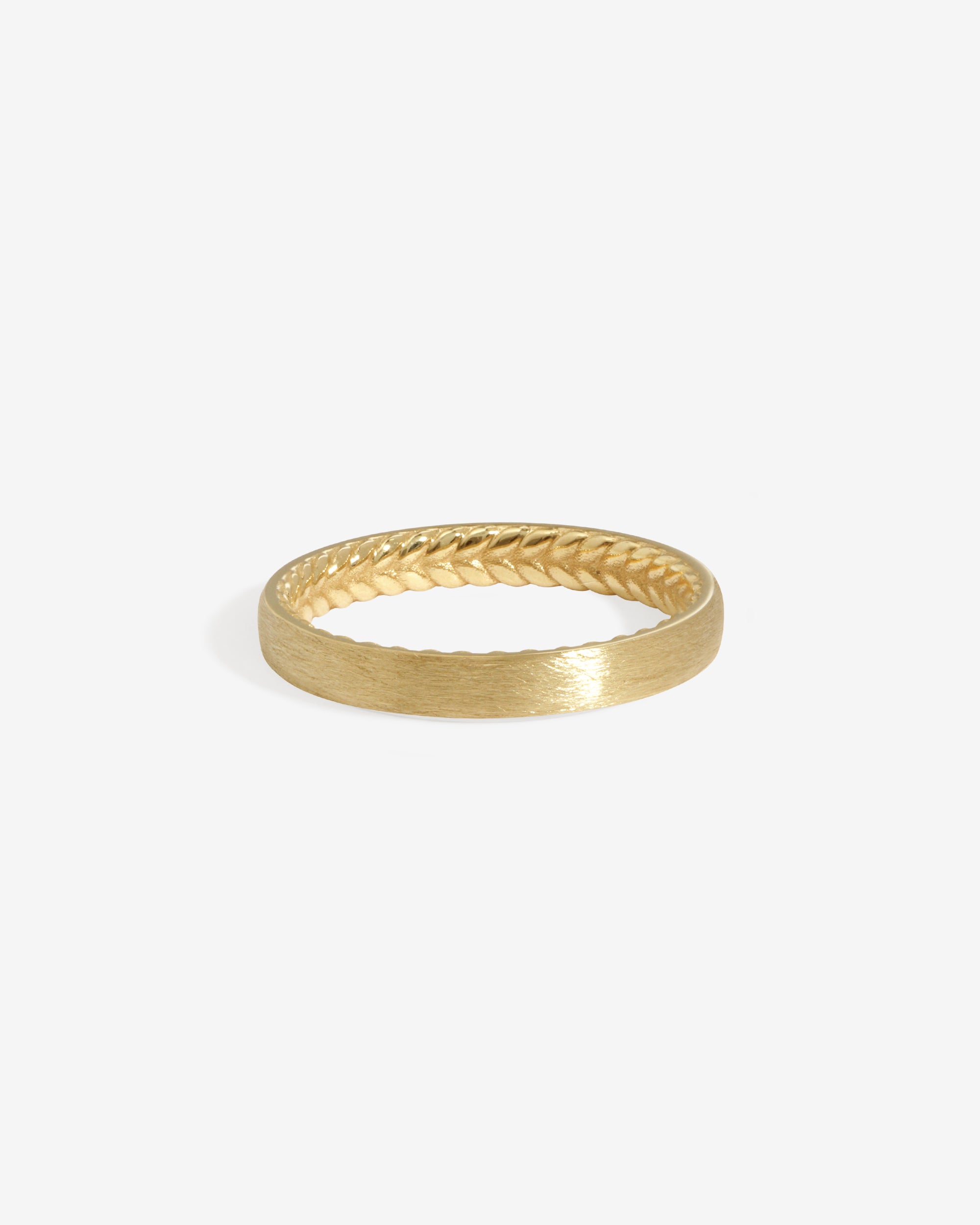 Temple of the Sun Chevron 3mm Ring Brushed Solid Gold