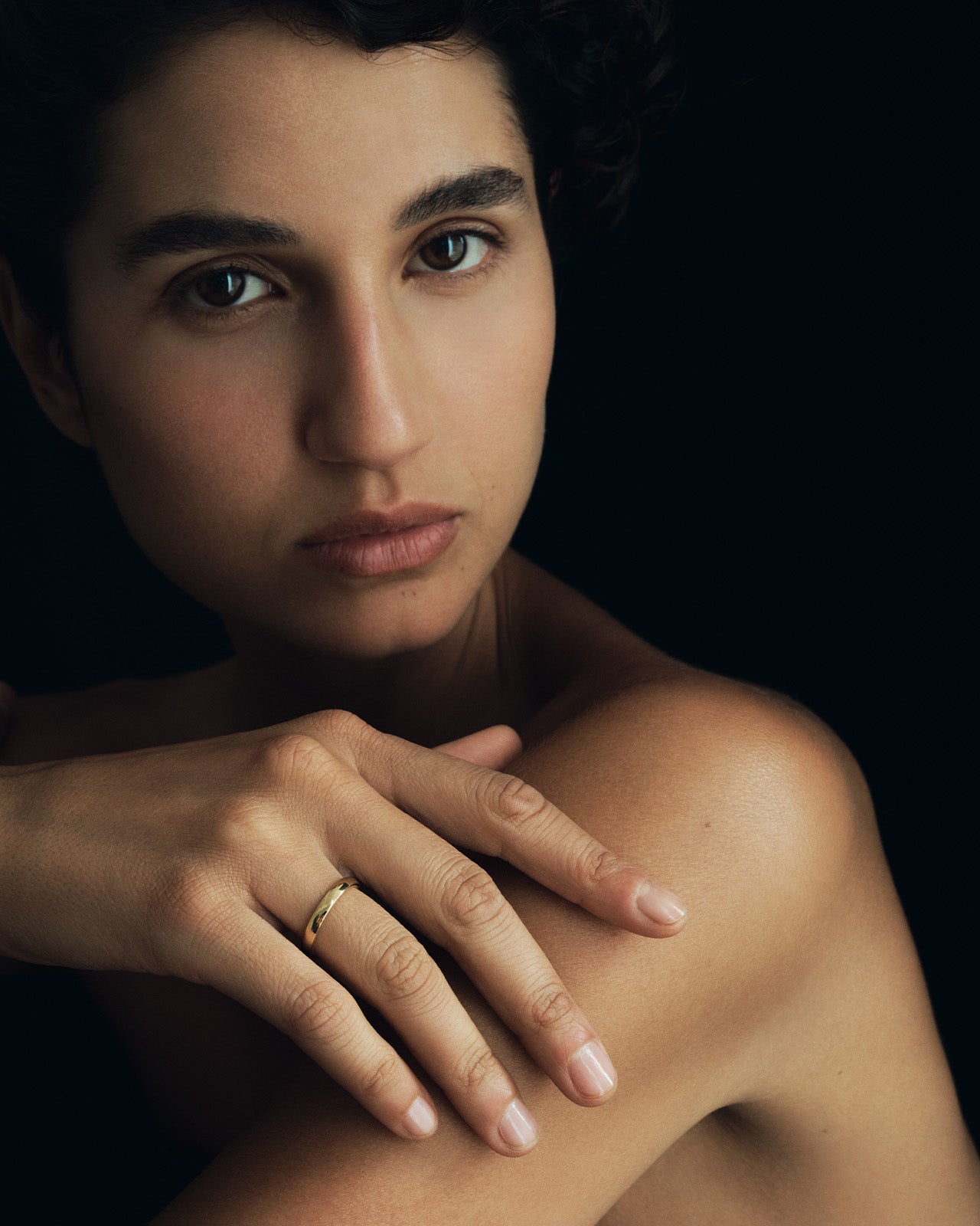 Temple of the Sun Chevron 3mm Ring Polished Solid Gold