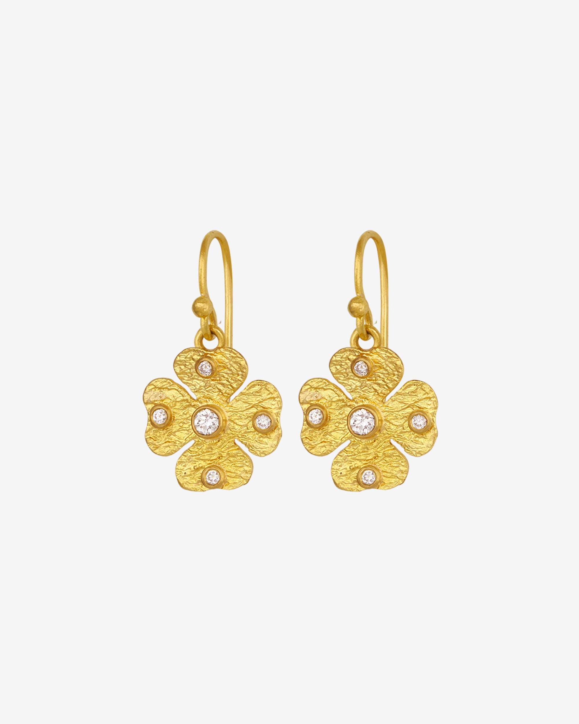Temple of the Sun Clover Earrings Diamond Solid Gold