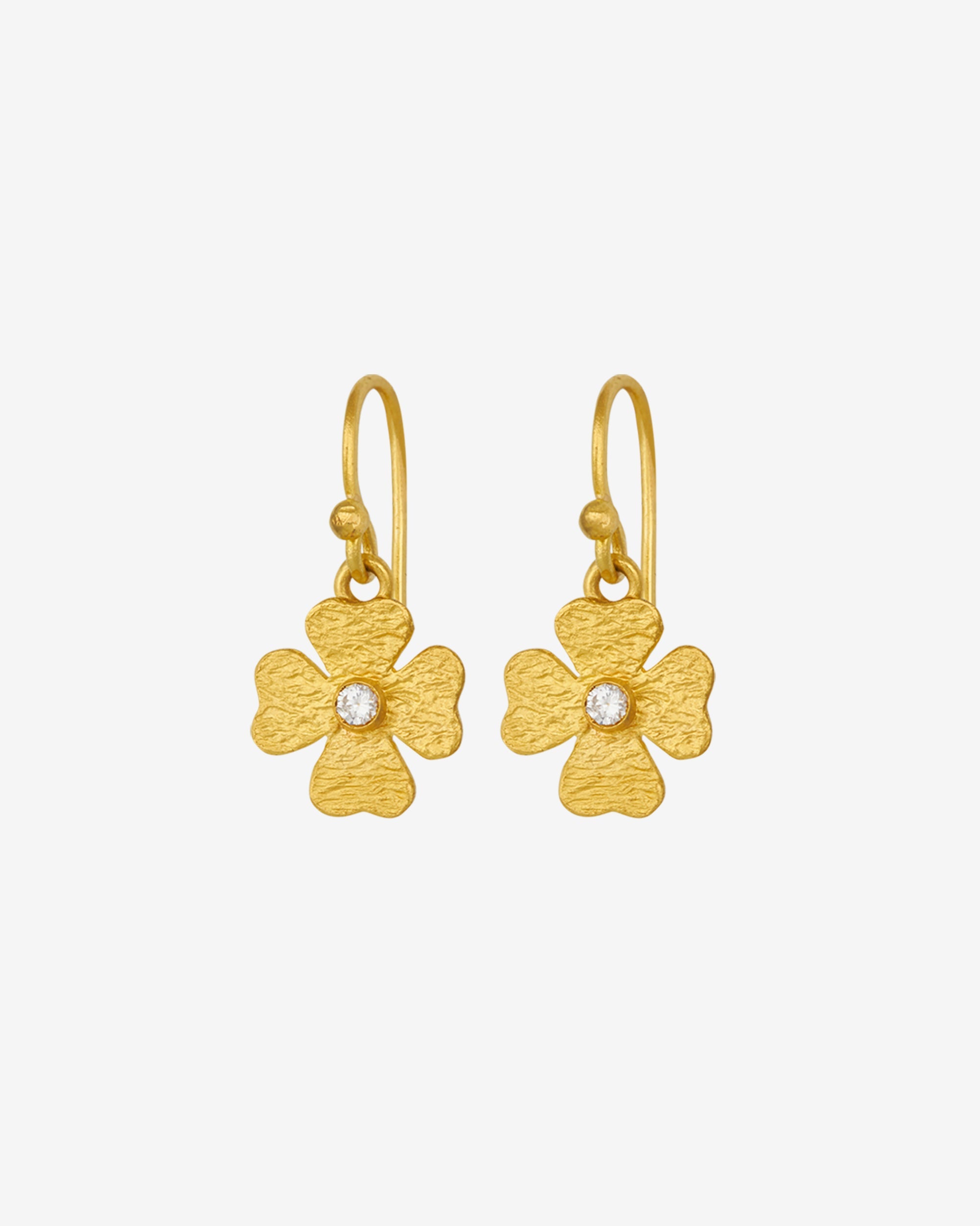 Temple of the Sun Clover Earrings Small Diamond Solid Gold