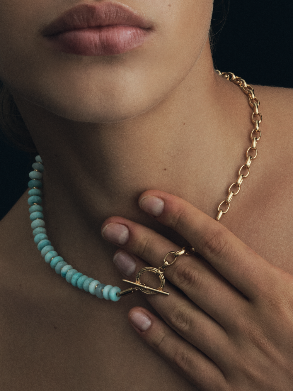 Temple of the Sun Cyan Necklace Gold Vermeil