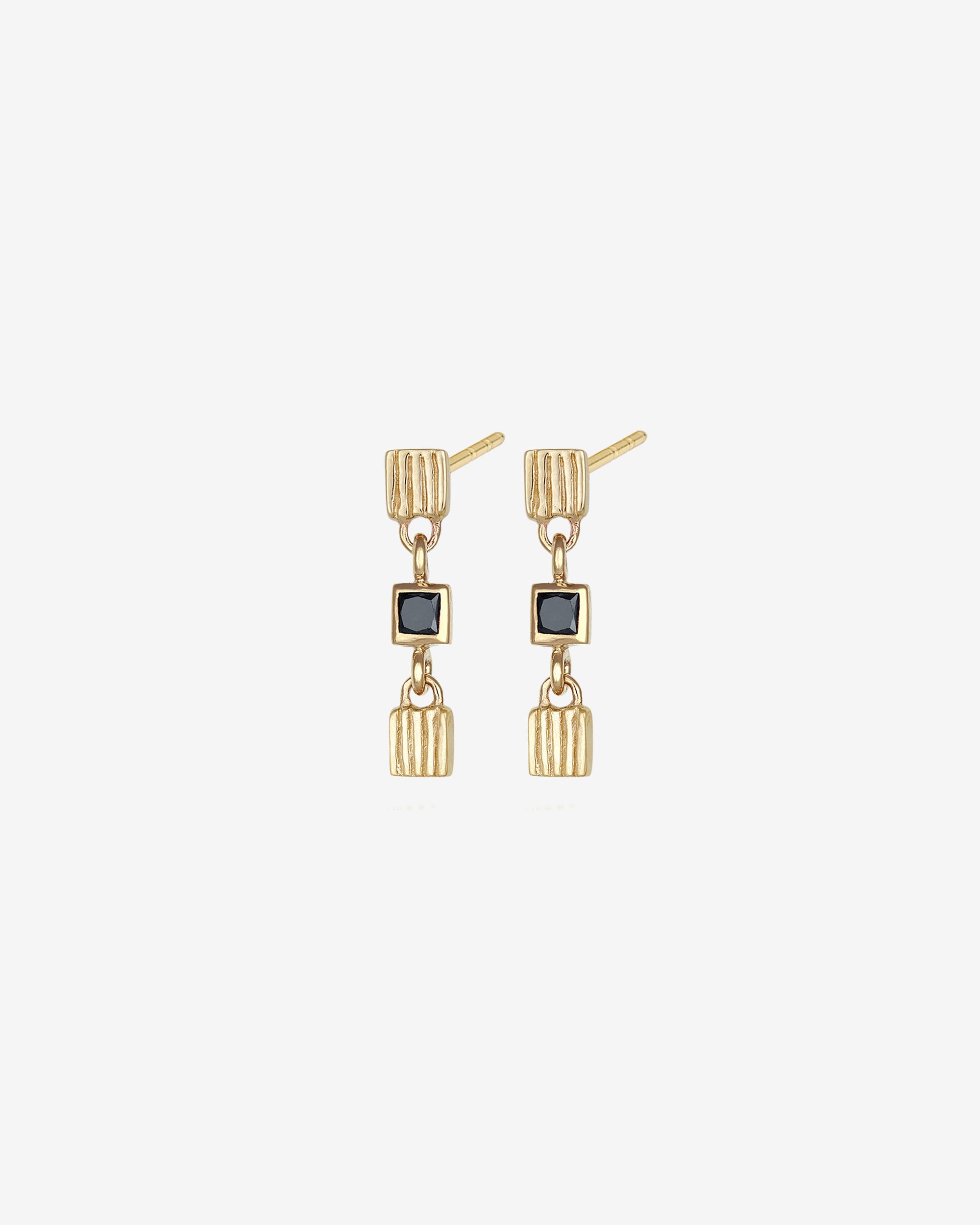 Temple of the Sun Dell Earrings Black Diamond Solid Gold