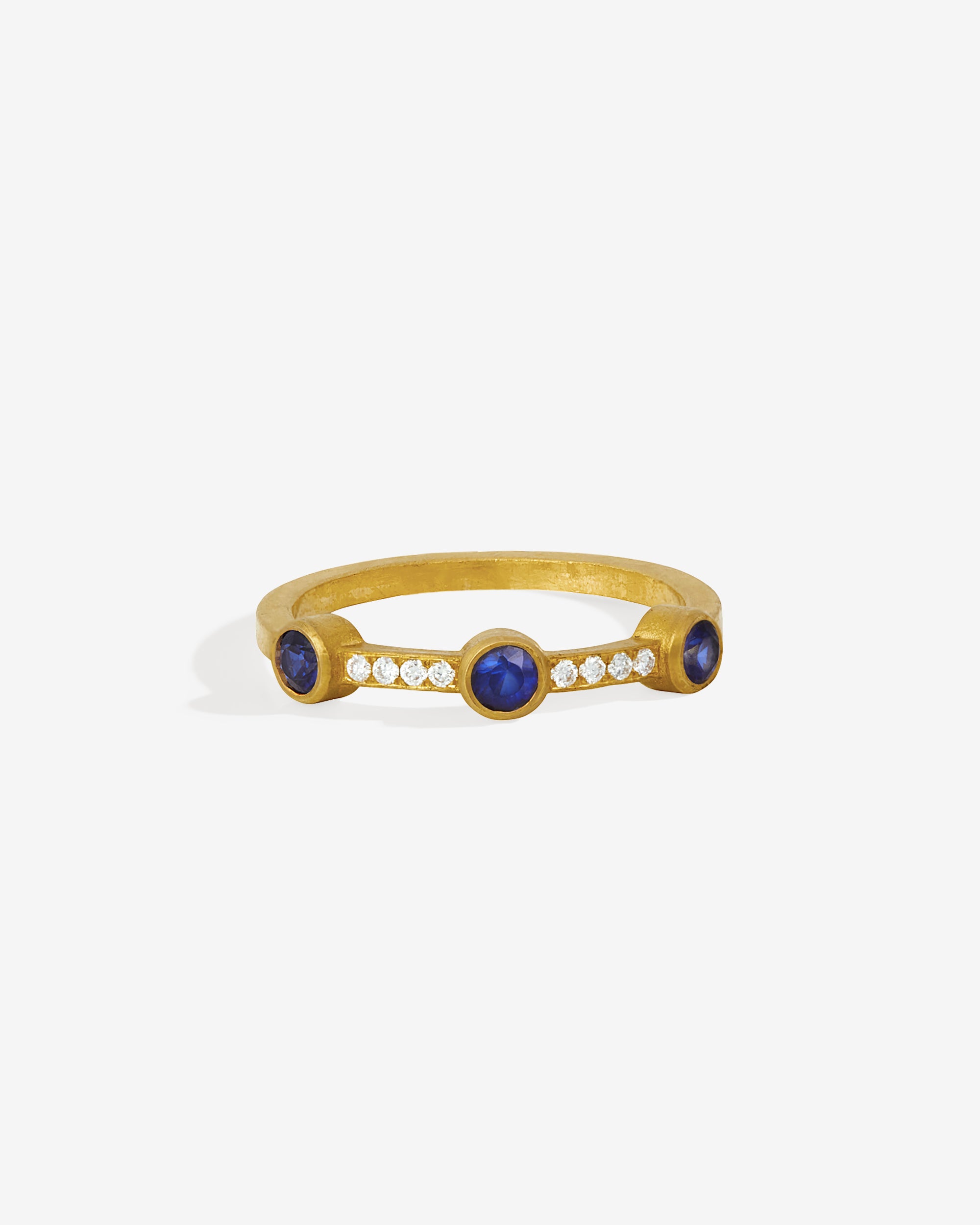Temple of the Sun Ender Ring Sapphire Diamond Solid Gold