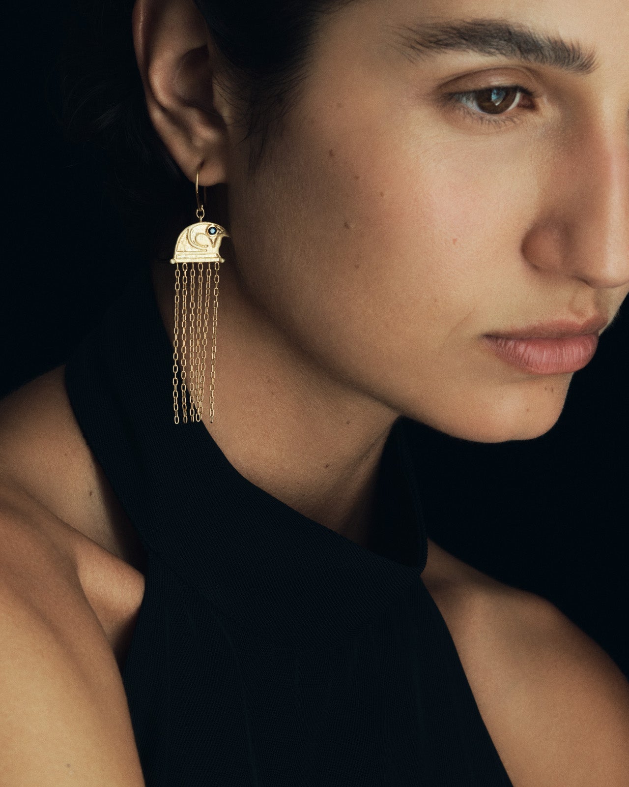 Temple of the Sun Falcon Earrings Gold Vermeil