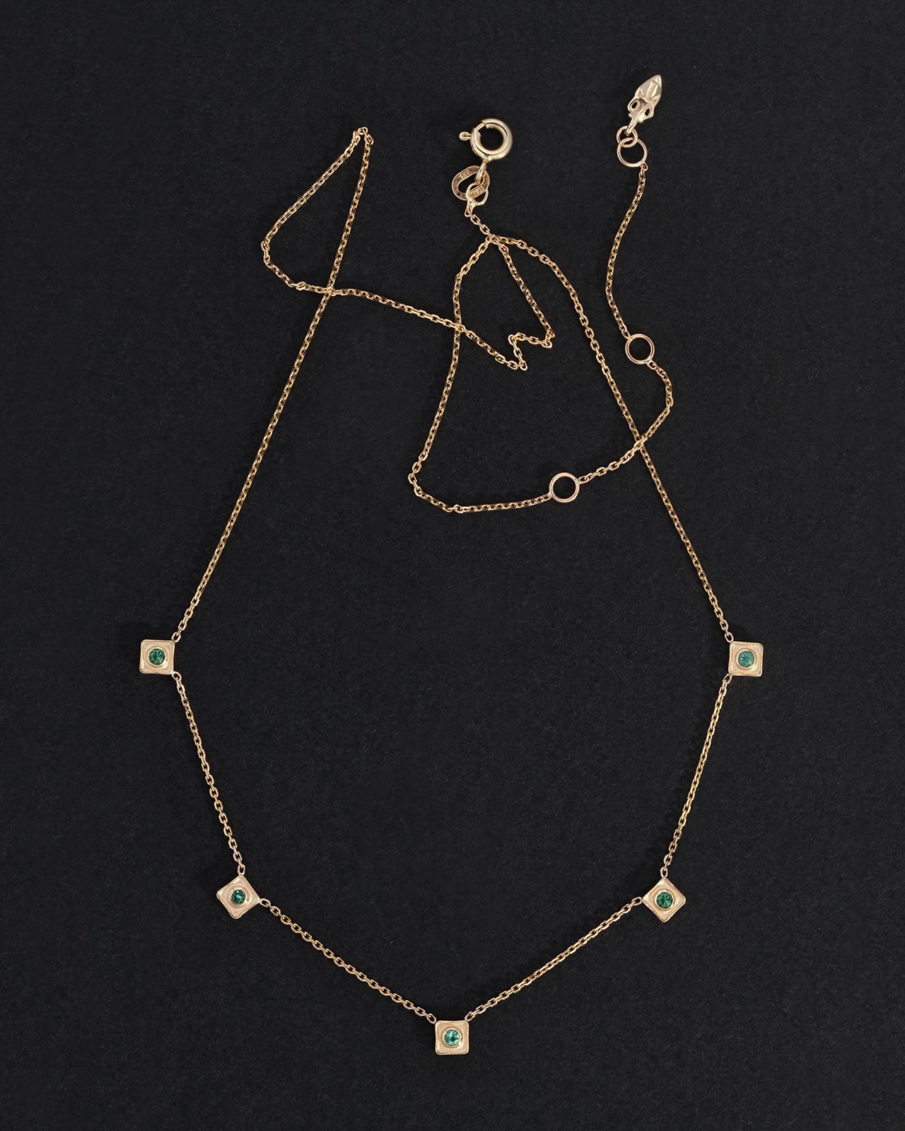 Temple of the Sun Florence Station Necklace Emerald Solid Gold