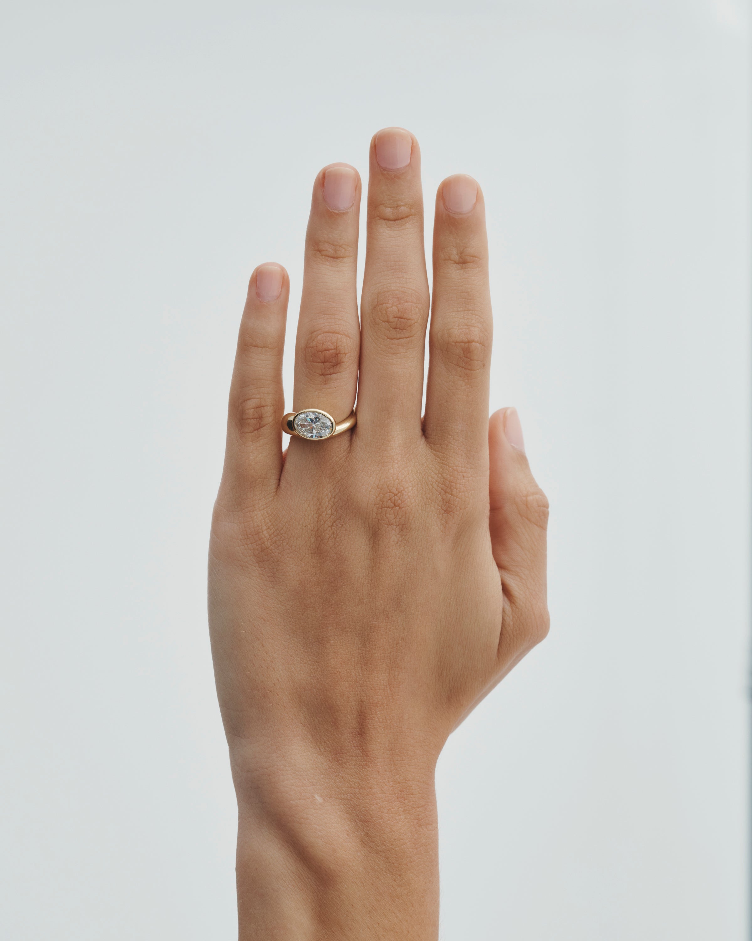 Temple of the Sun Grace Wide Ring Oval Diamond Solid Gold