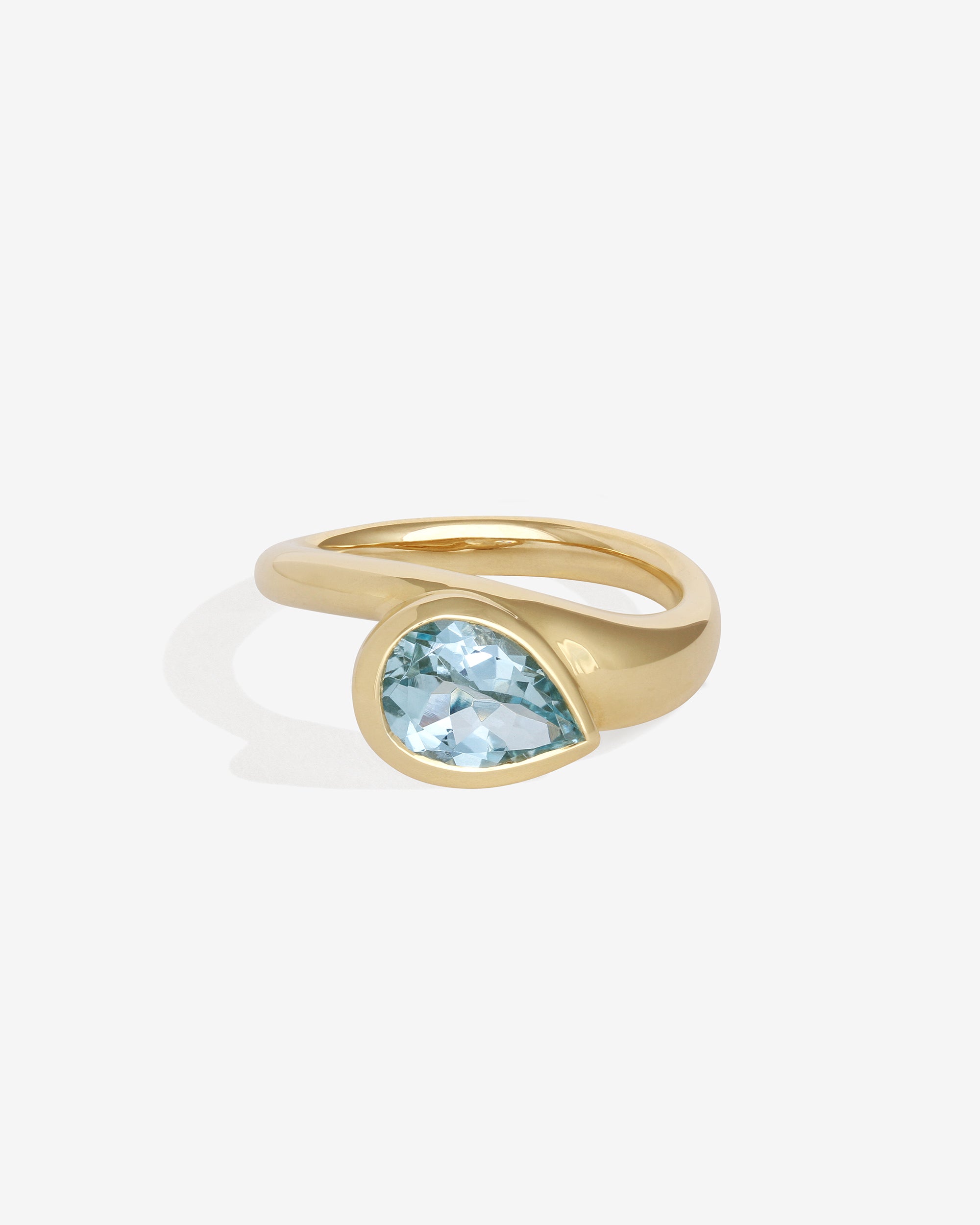 Temple of the Sun Grace Wide Ring Pear Aquamarine Solid Gold