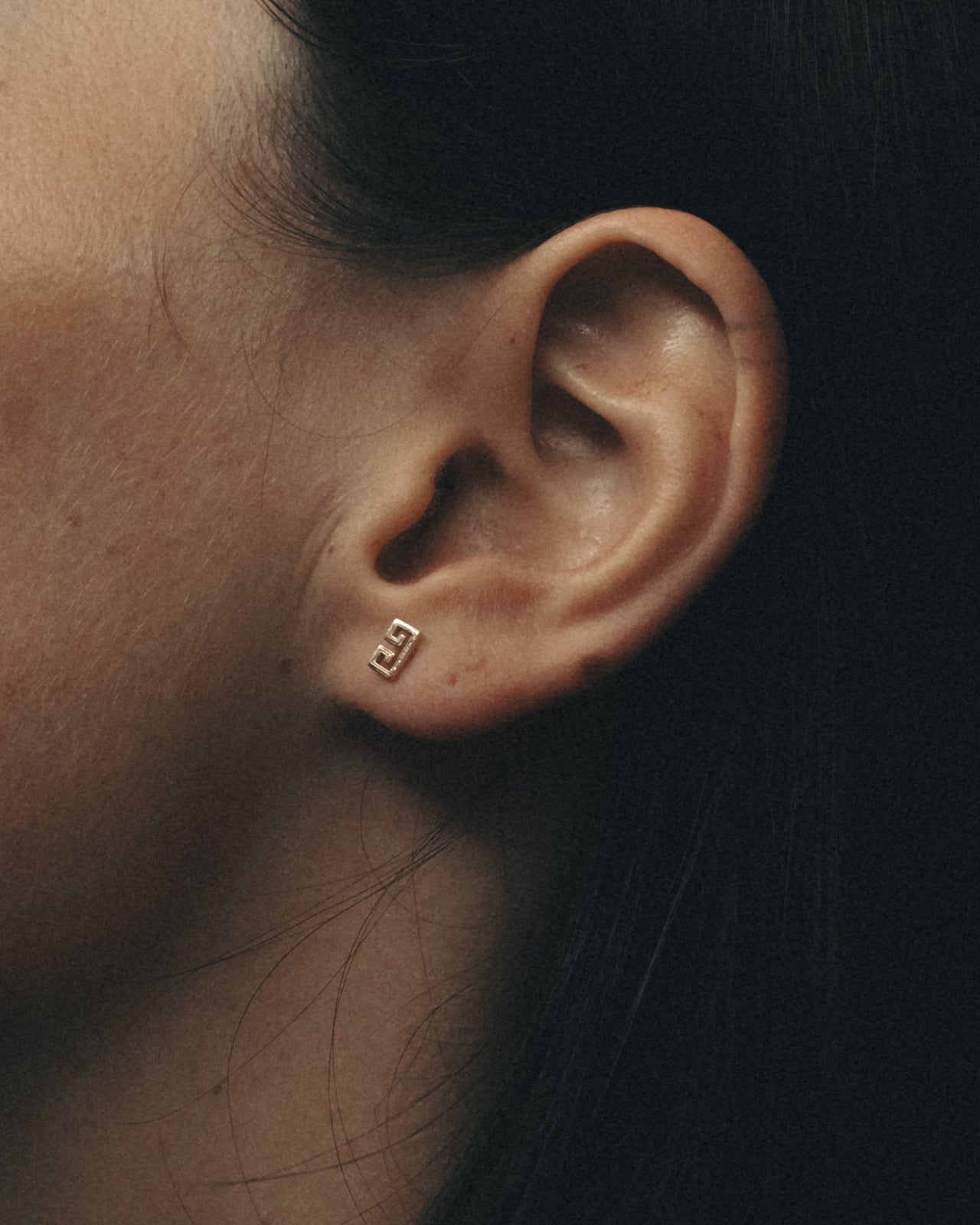 Temple of the Sun Greek Key Single Stud Solid Gold