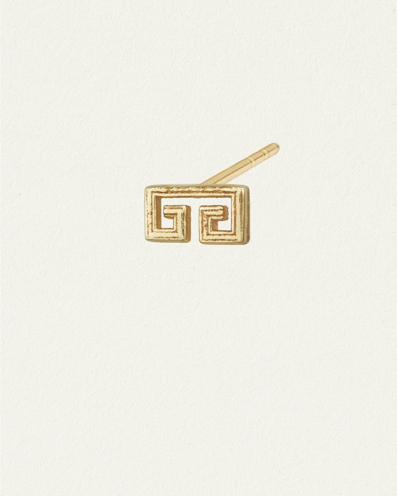 Greek Key Single Stud Solid Gold