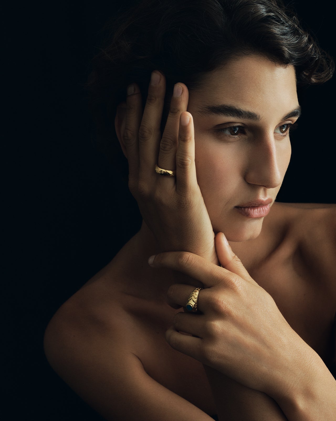 Temple of the Sun Hammered Ring Solid Gold