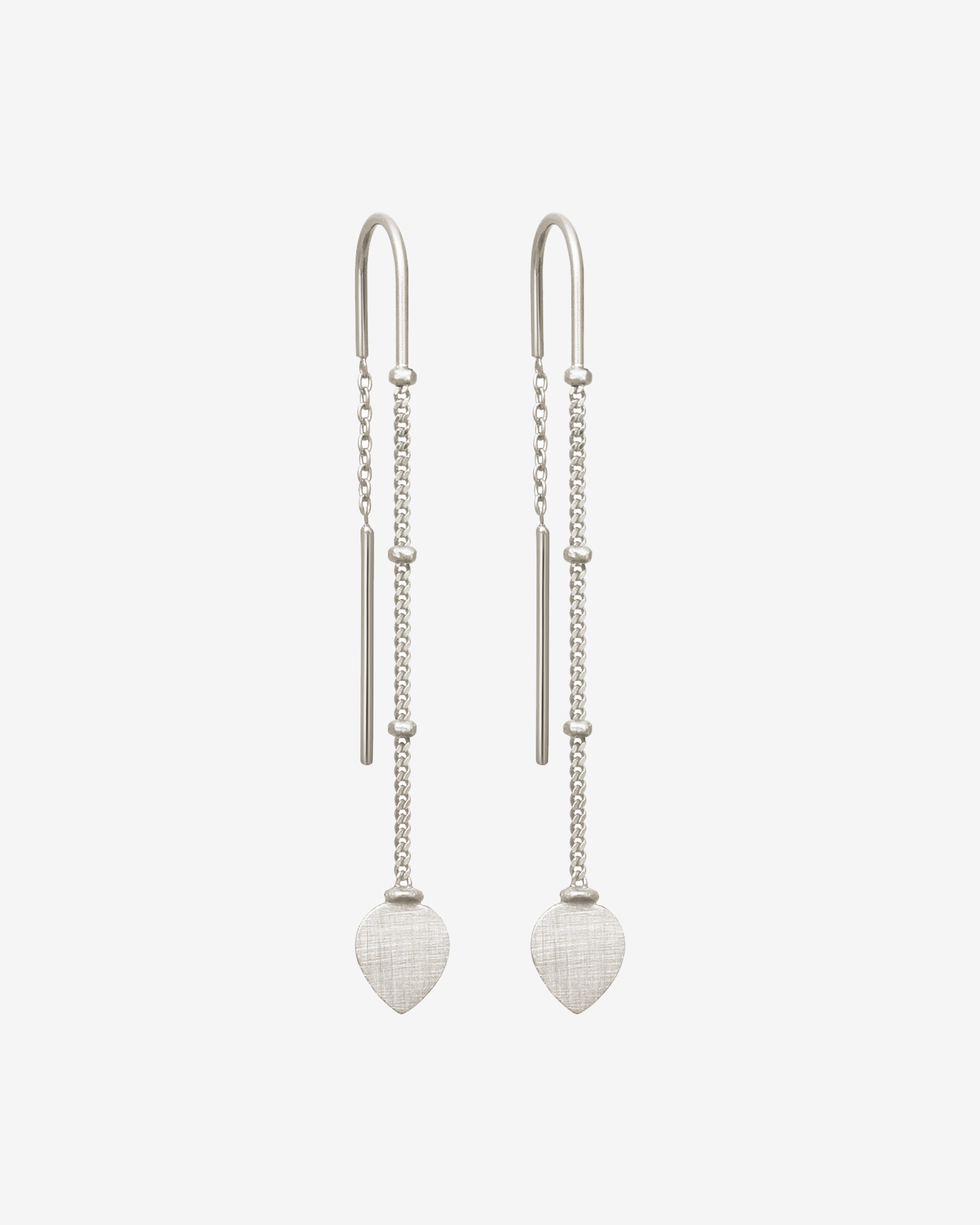Temple of the Sun Hanging Lotus Earrings Silver