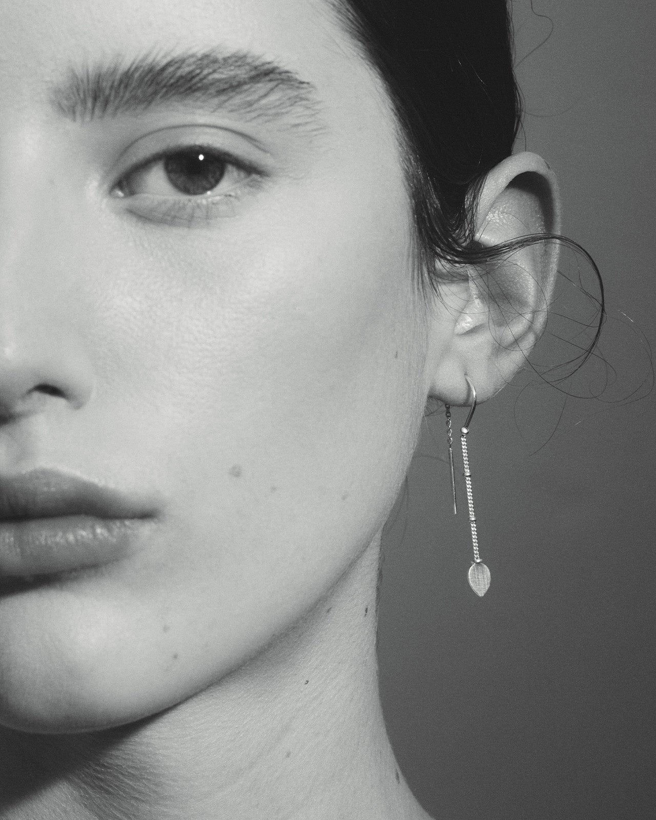 Temple of the Sun Hanging Lotus Earrings Silver