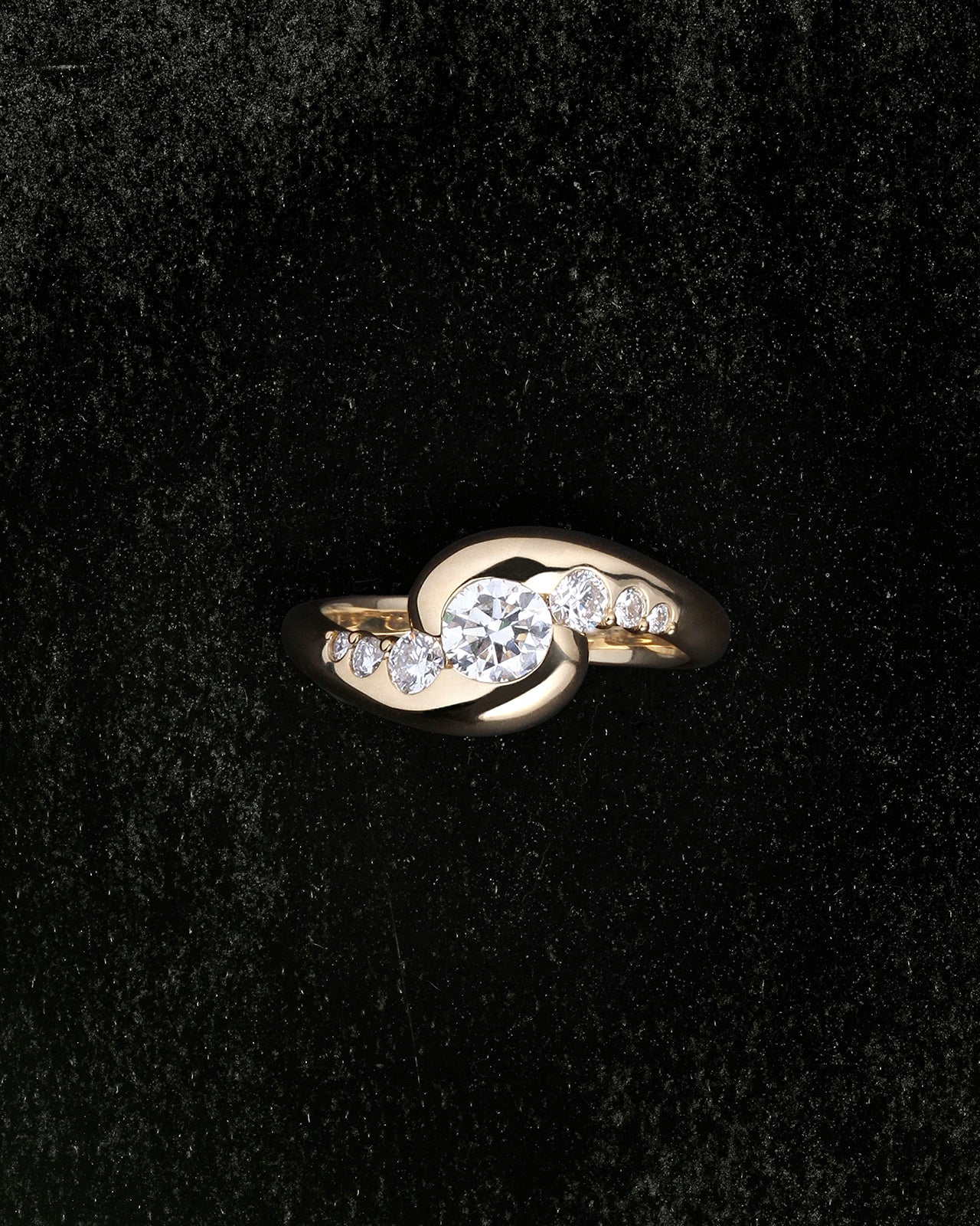 Temple of the Sun Helix Ring Diamond Solid Gold
