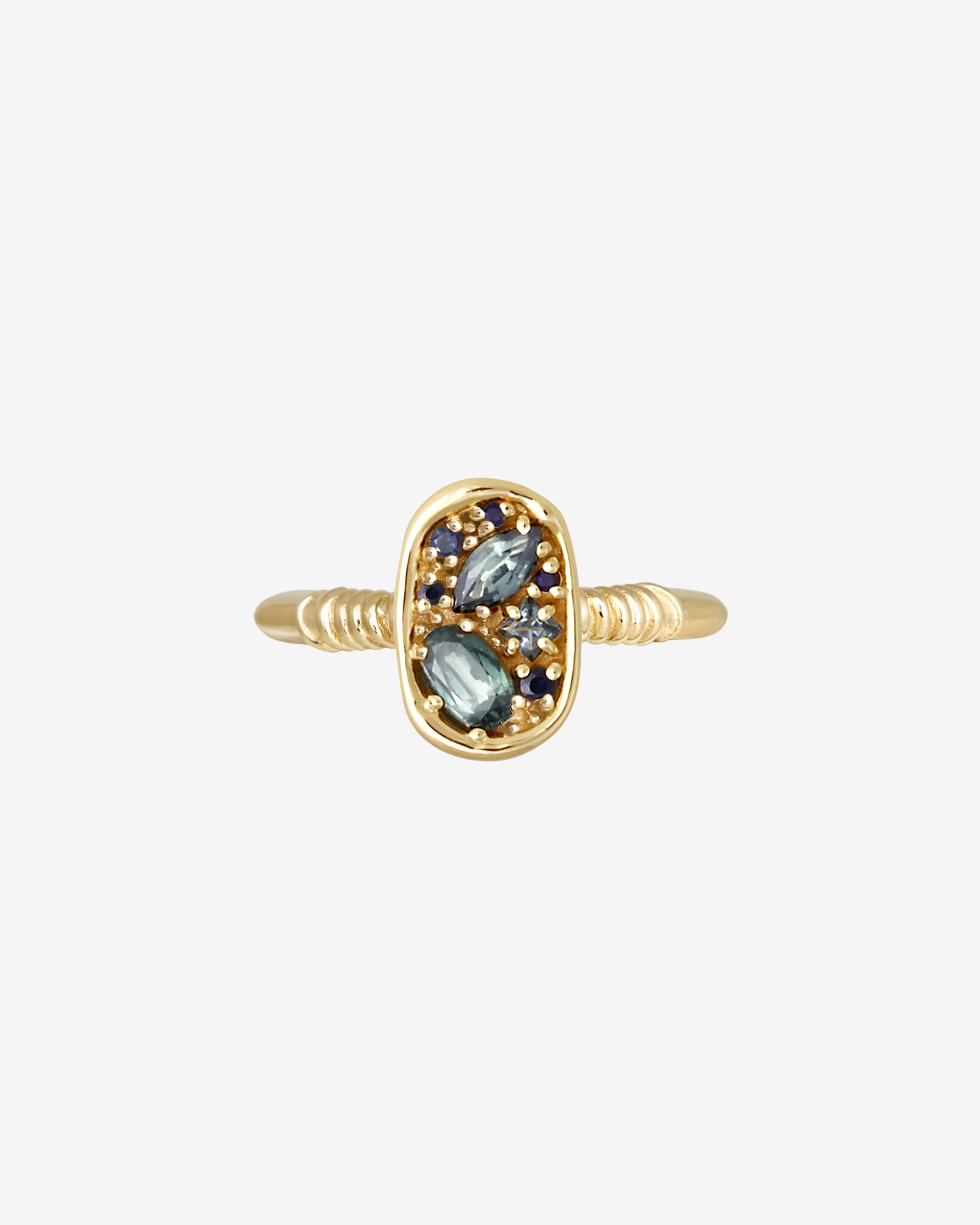 Temple of the Sun Illume Ring Teal Sapphire Solid Gold