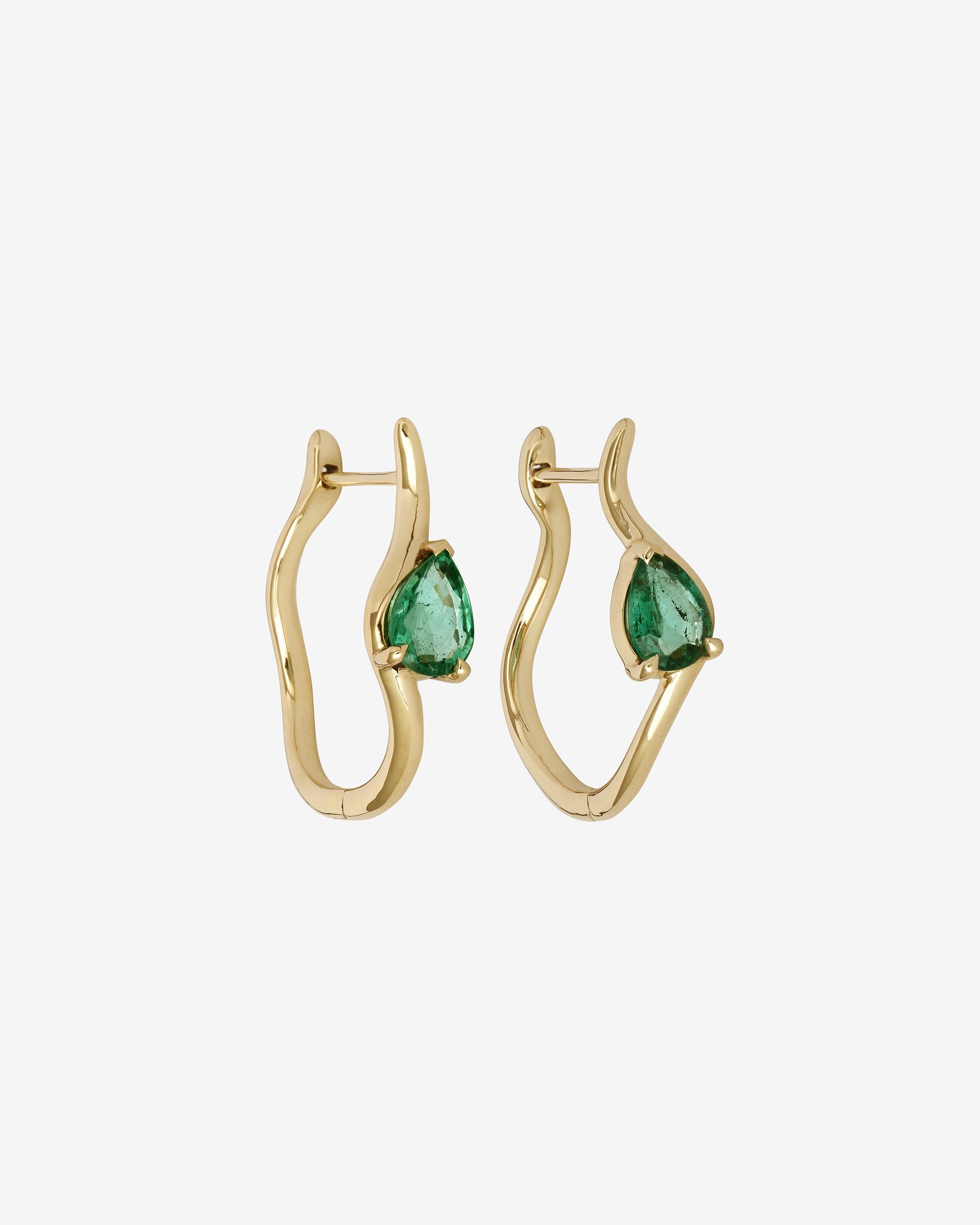 Temple of the Sun Iona Hoops Pear Emerald Solid Gold