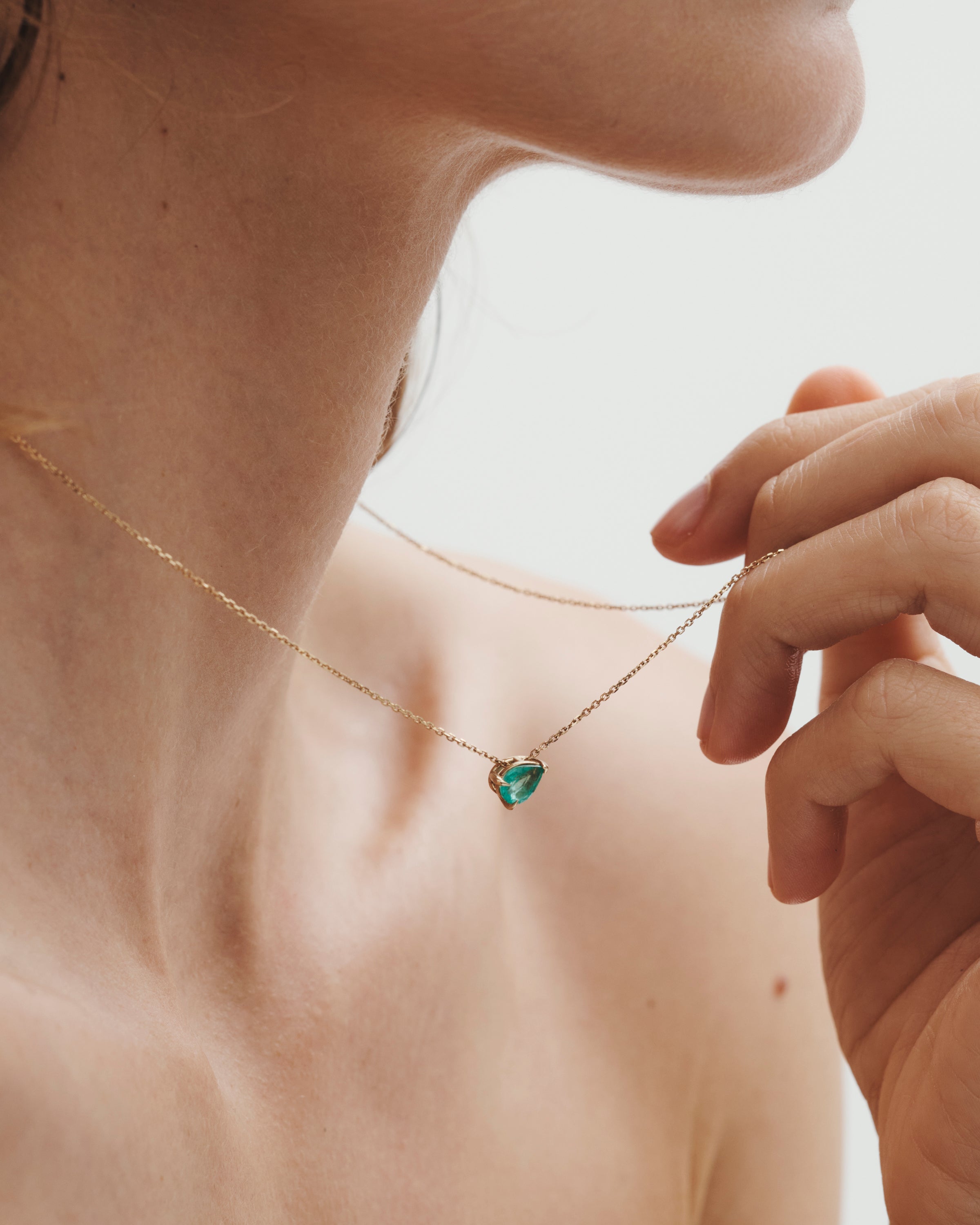 Temple of the Sun Iona Necklace Pear Emerald Solid Gold