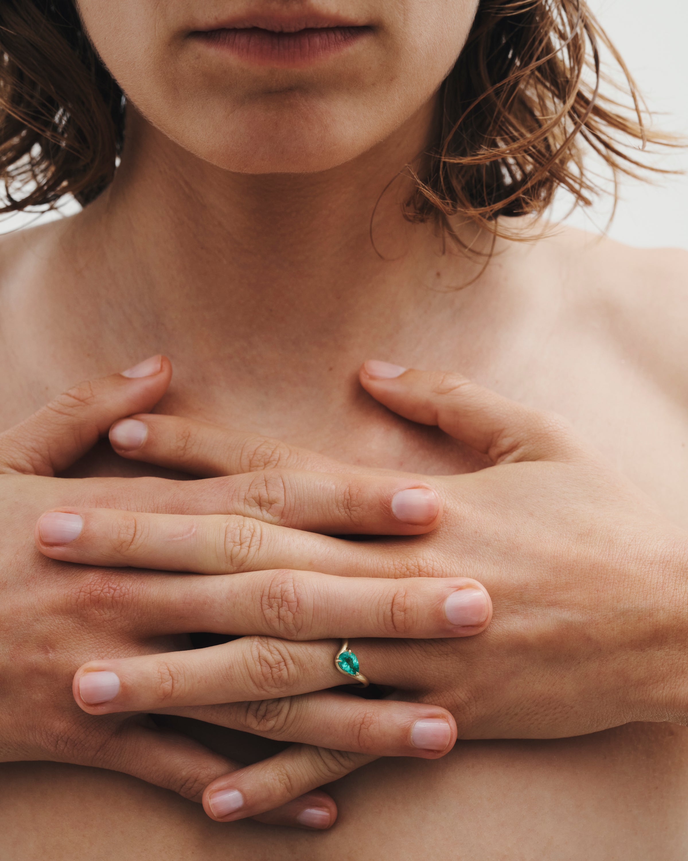 Temple of the Sun Iona Pear Ring Emerald Solid Gold