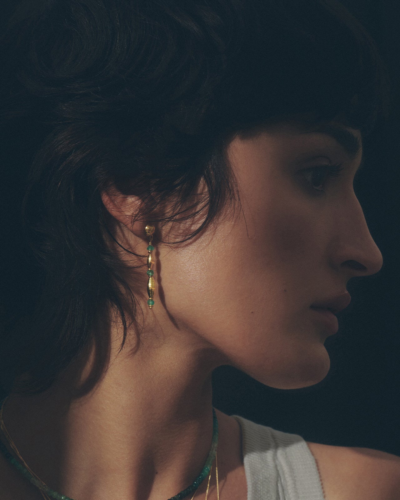 Temple of the Sun Ionia Earrings Emerald Solid Gold