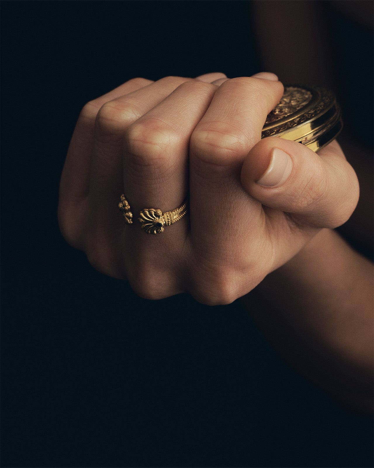 Temple of the Sun Isabel Ring Black Sapphire Gold Vermeil