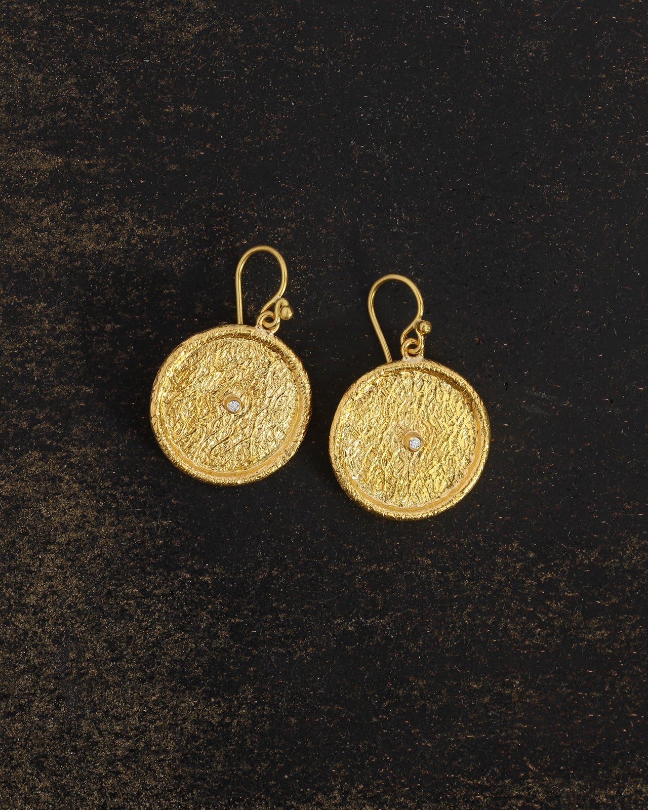 Temple of the Sun Ishtar Drop Earrings Diamond Solid Gold