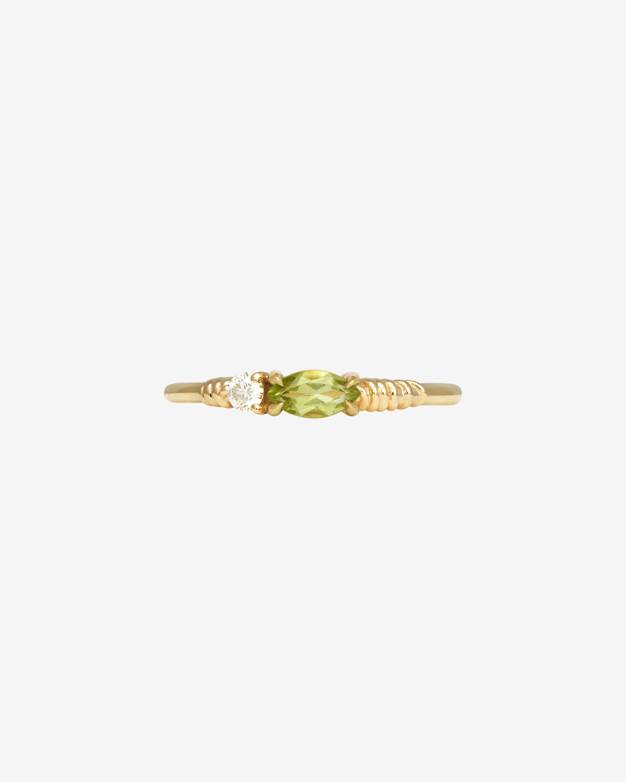 Temple of the Sun Jasmine Ring Peridot Diamond Solid Gold