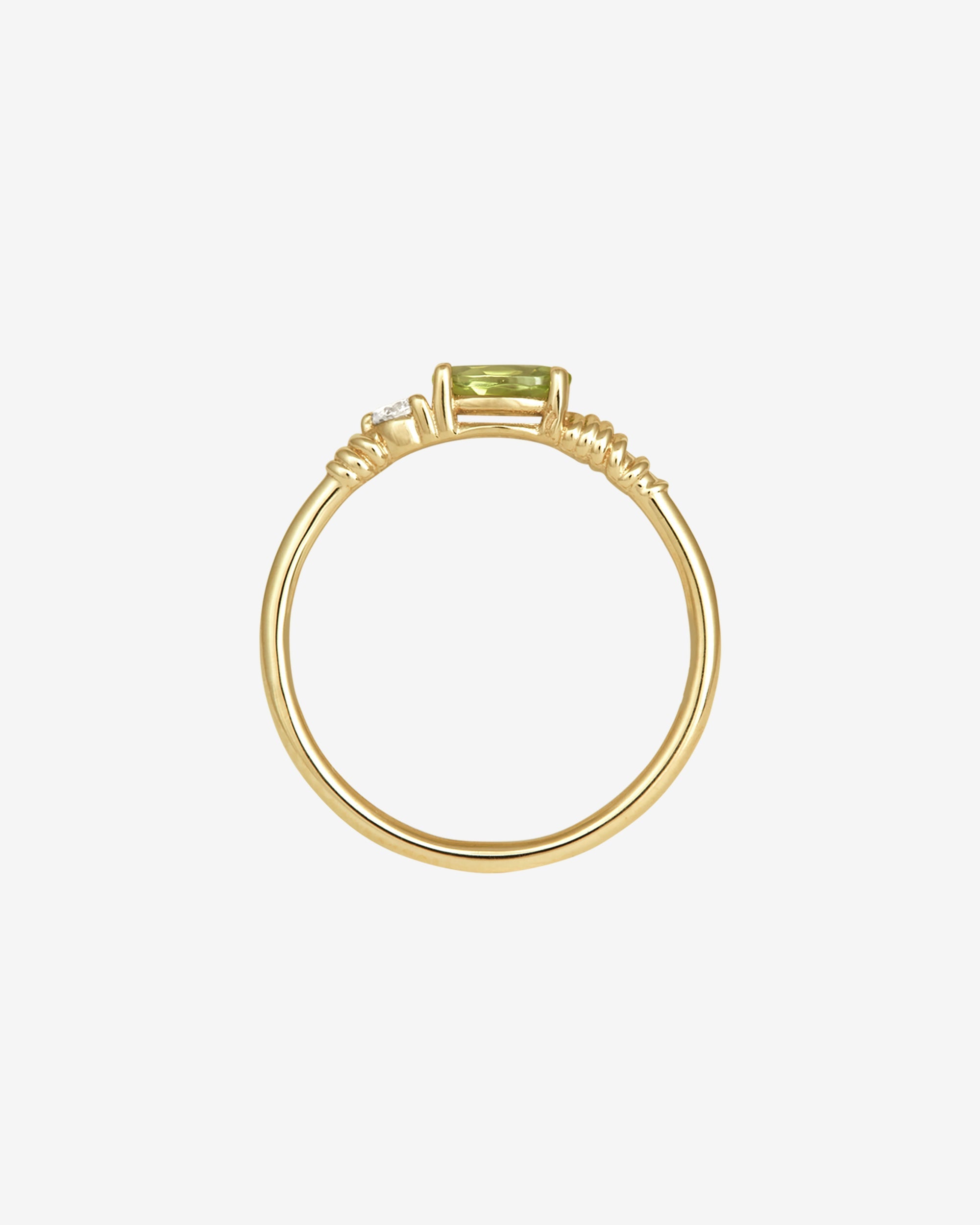 Temple of the Sun Jasmine Ring Peridot Diamond Solid Gold